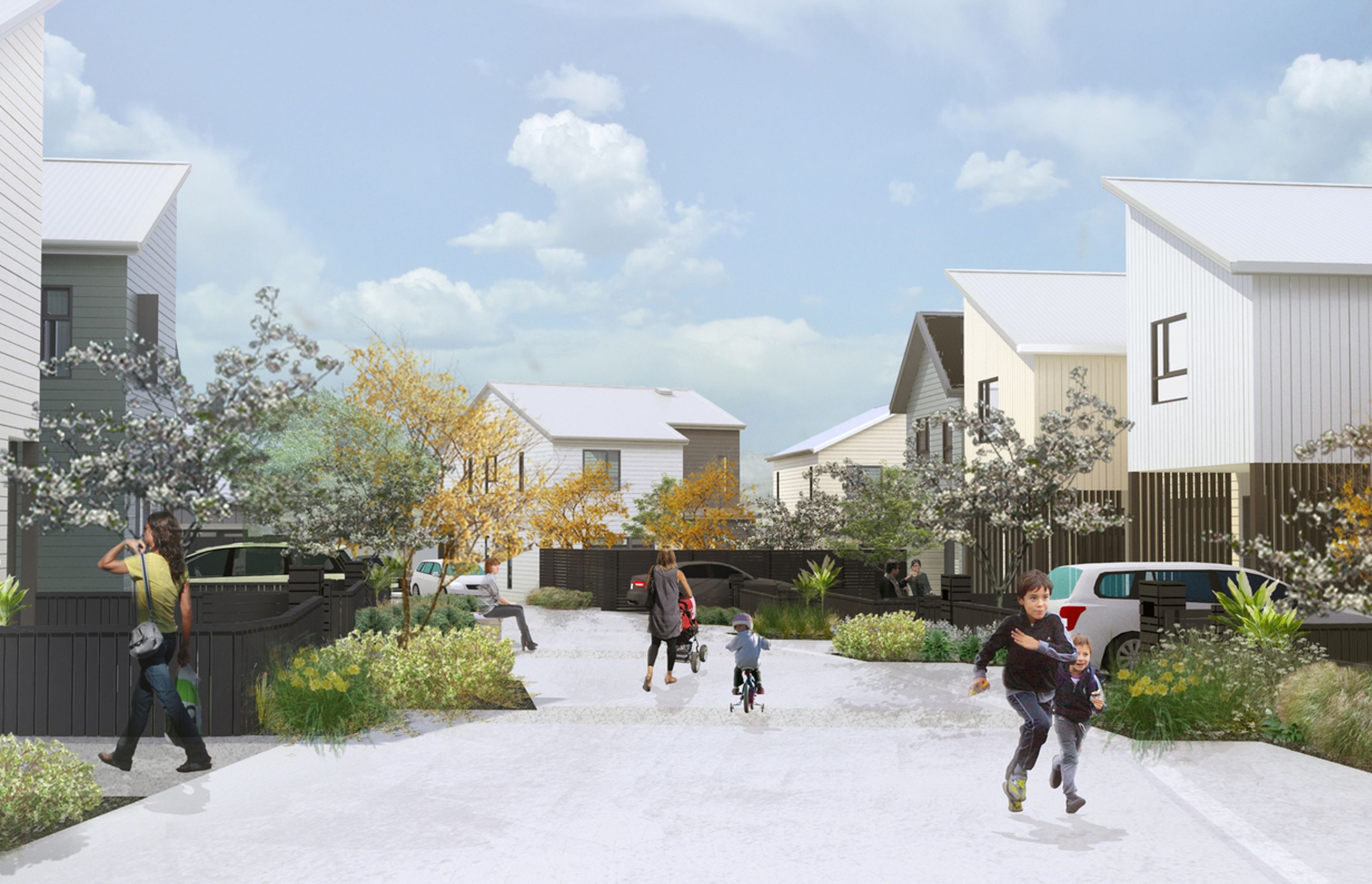 Jasmax has designed 113 new homes for the Fenchurch neighbourhood in Tamaki, Auckland, as part of the Tāmaki Regeneration Programme which will deliver 7500 new homes over the next 10-15 years.