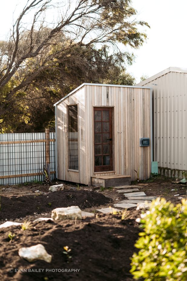 Leftover materials were used to construct a stand-alone sauna.