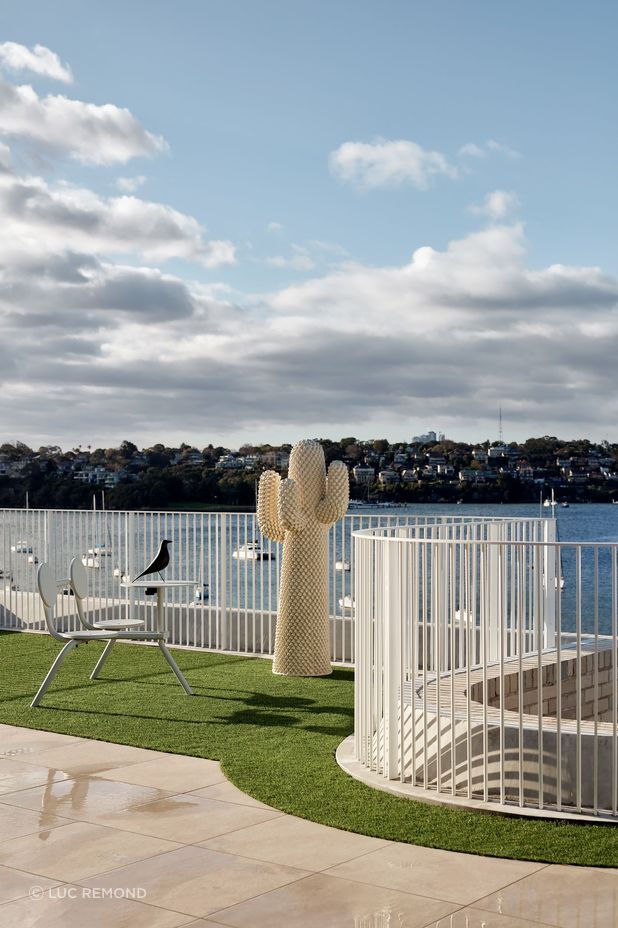 The roof garden and penthouse have extensive views across the harbour and CBD.