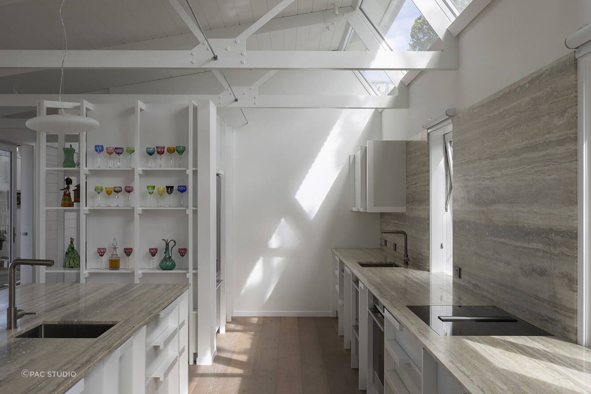 Shading falls on the kitchen walls giving the home its name - Crinkle Cut