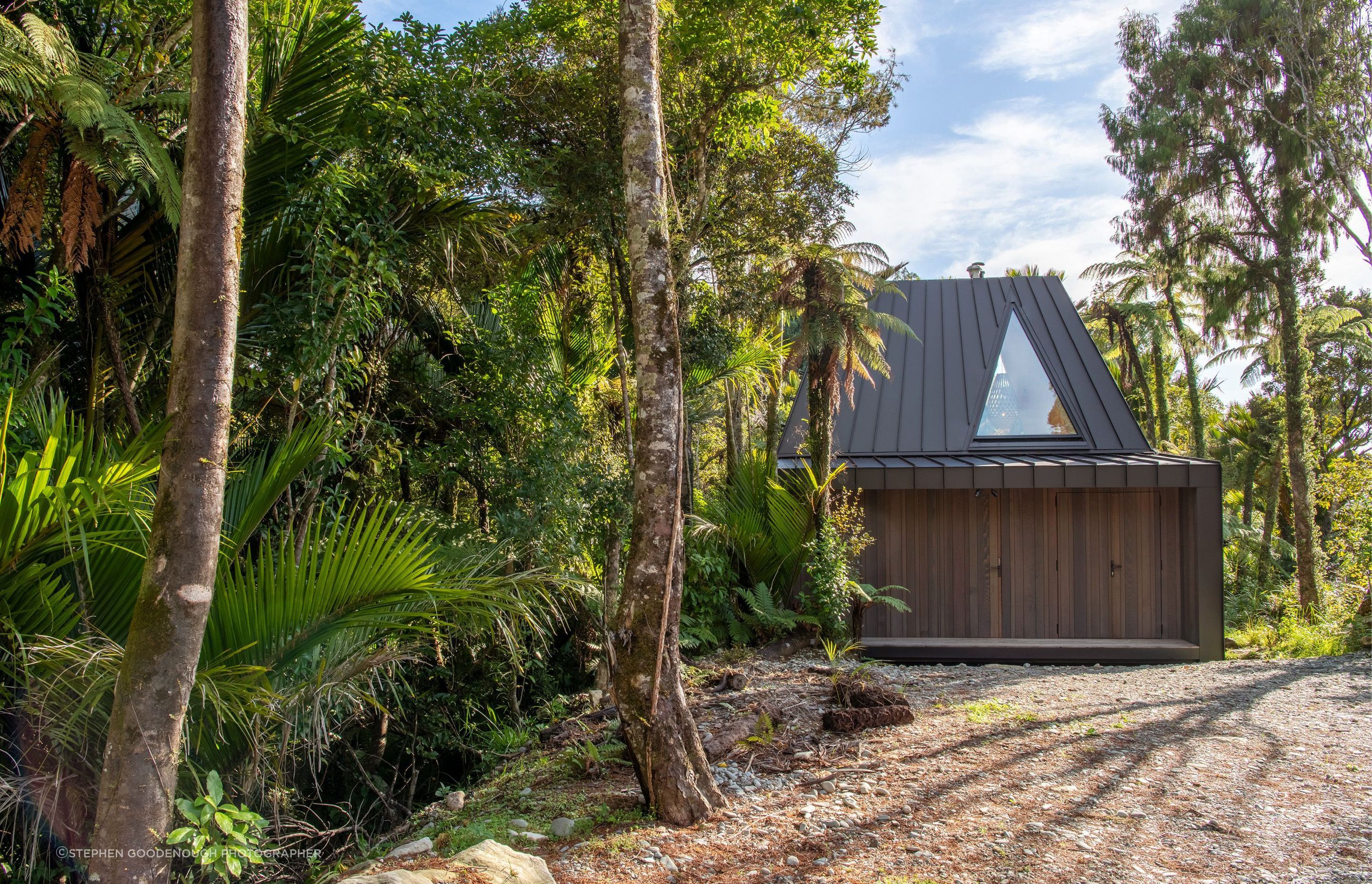 The stunning Punakaiki setting offers bush views in every direction.