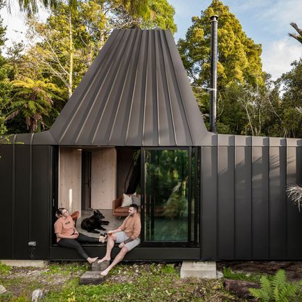 A miner’s hut architectural build in the Punakaiki bush