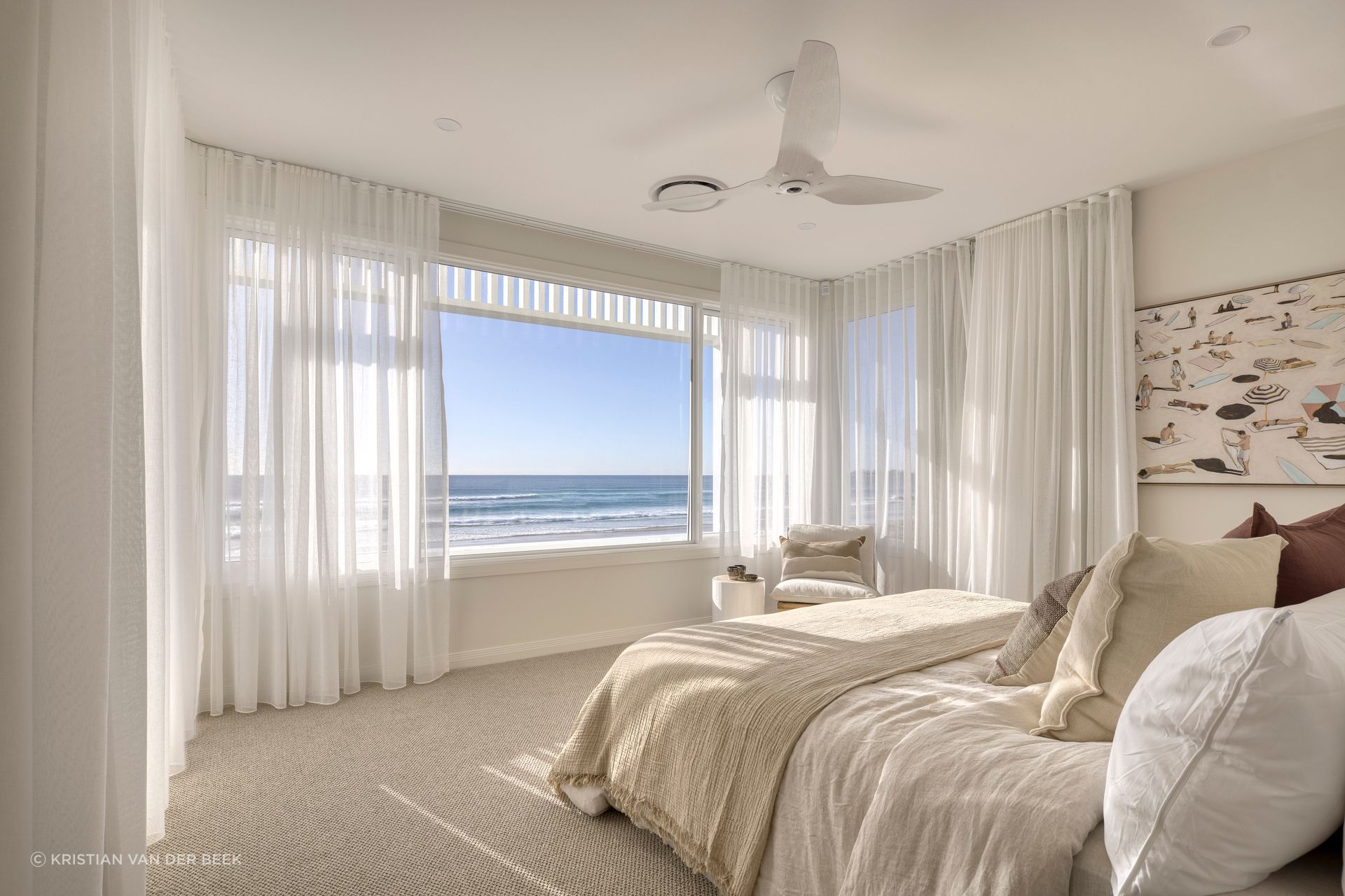 Local artworks inspired the colour palette of each bedroom | Habitat Studio Architects