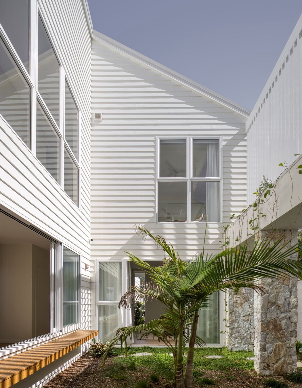 The design element of vertical lines continues in the central courtyard