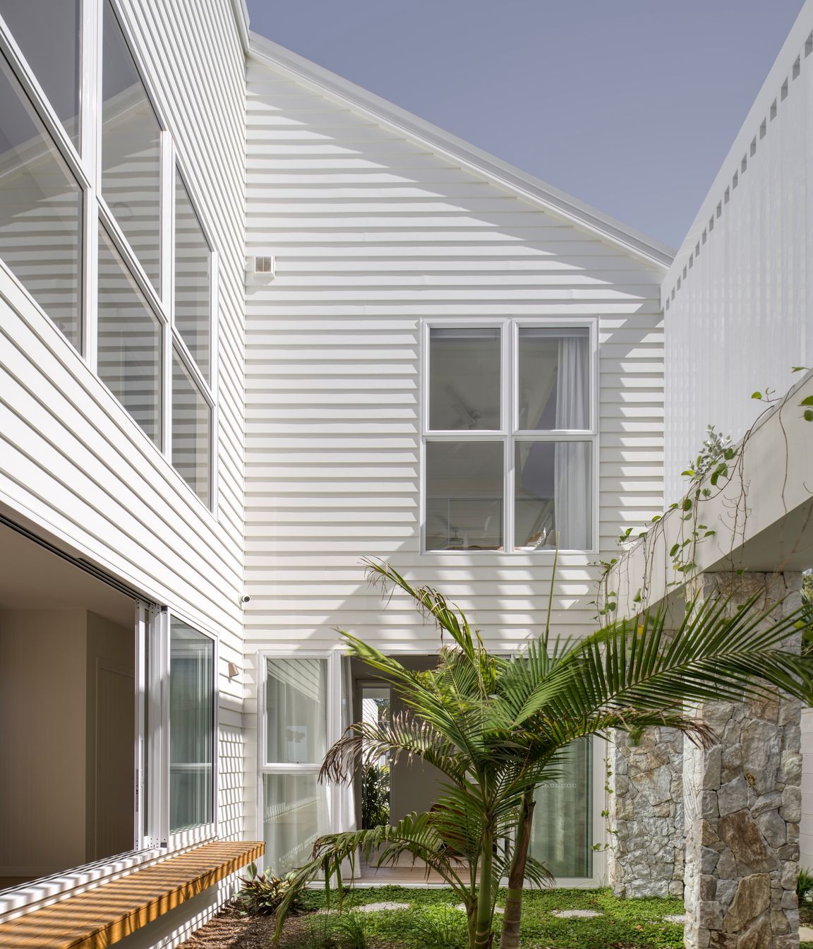 The design element of vertical lines continues in the central courtyard