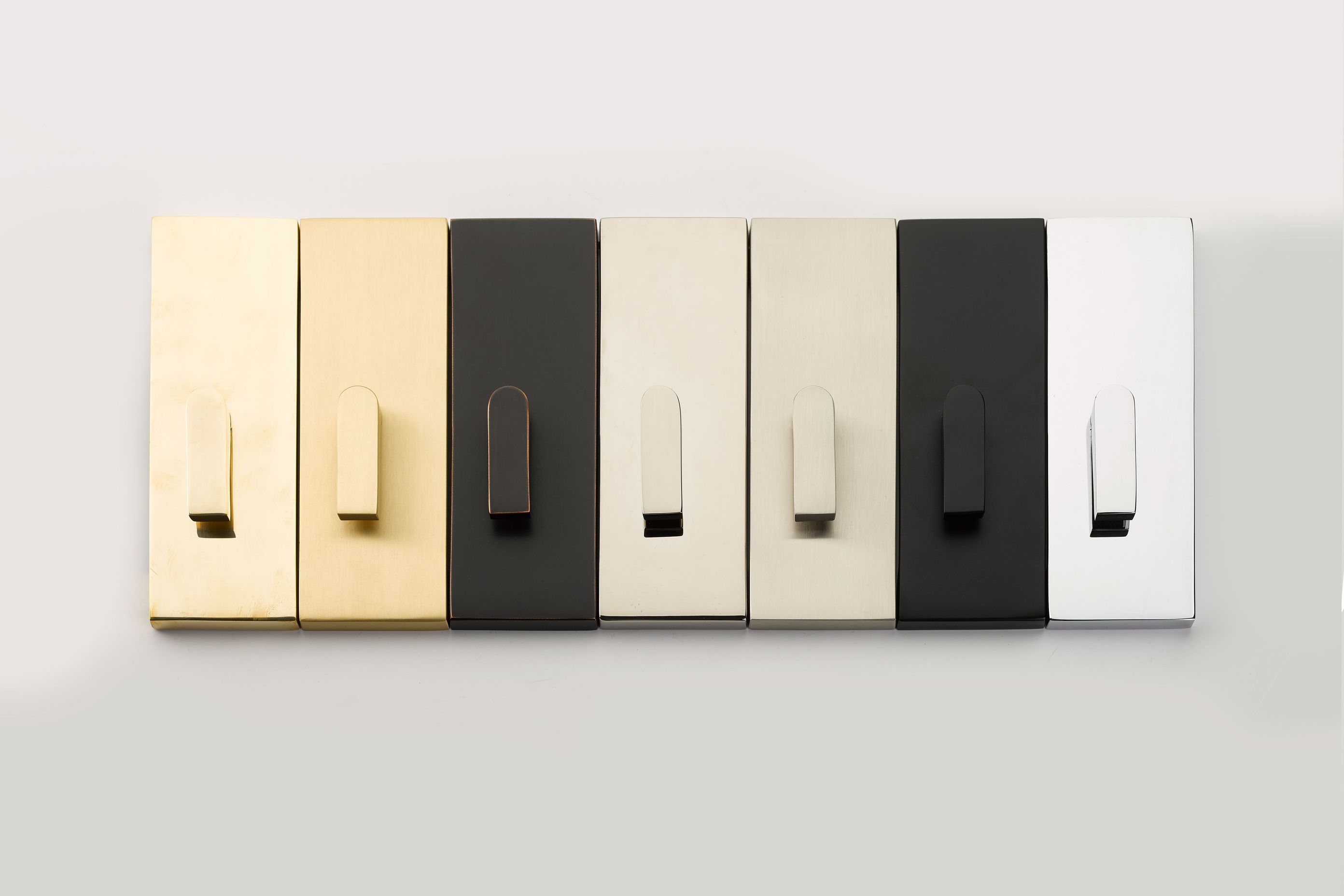 The barn door privacy lock is available in a range of finishes.