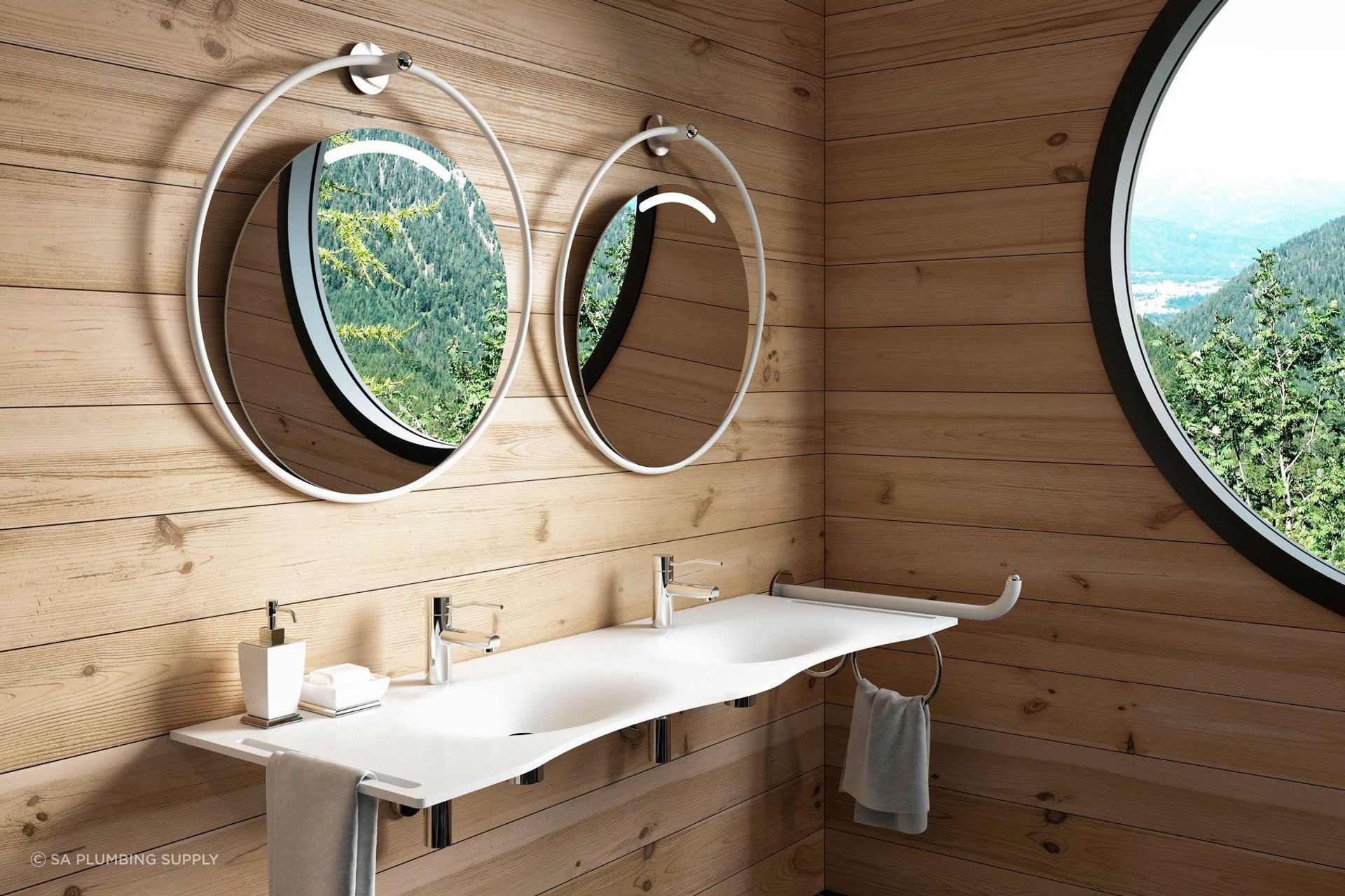 Universal design and accessibility can go hand in hand with style. Pictured here is a bathroom by SA Plumbing Supply using Goman universal design products.