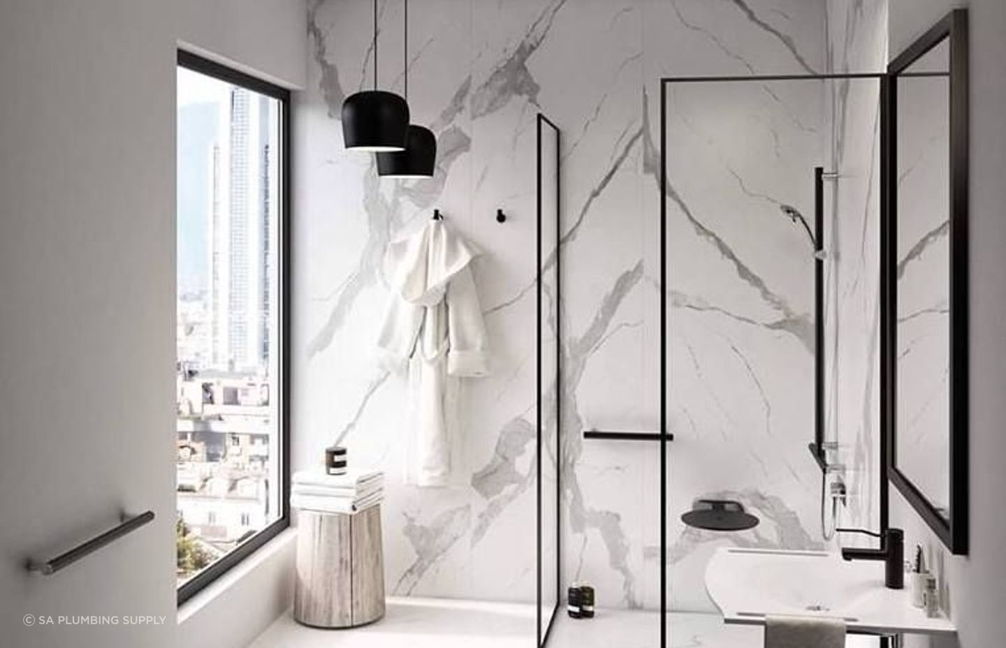 Support rails can make bathrooms more accessible while maintaining a contemporary aesthetic.