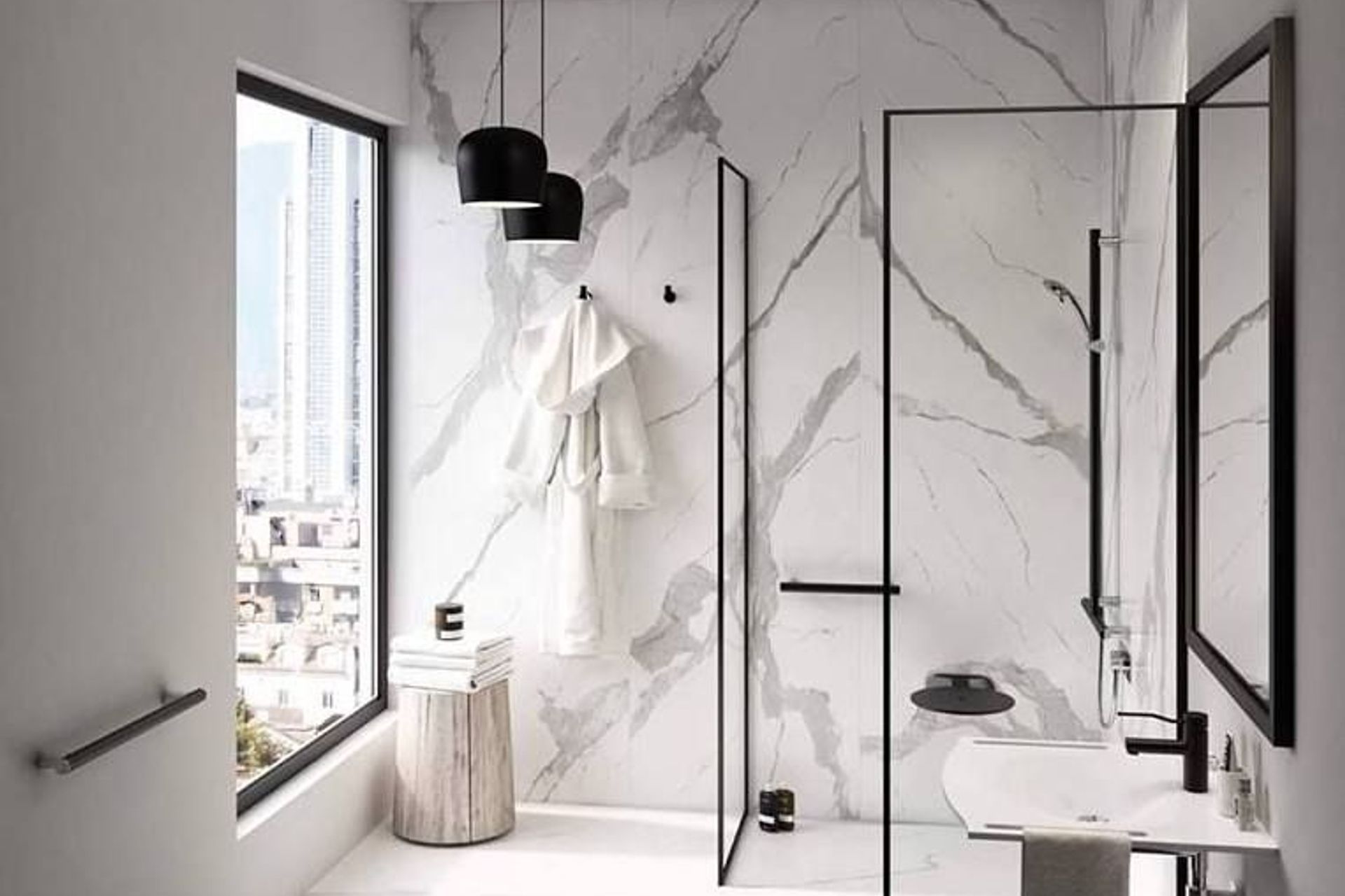 Support rails can make bathrooms more accessible while maintaining a contemporary aesthetic.