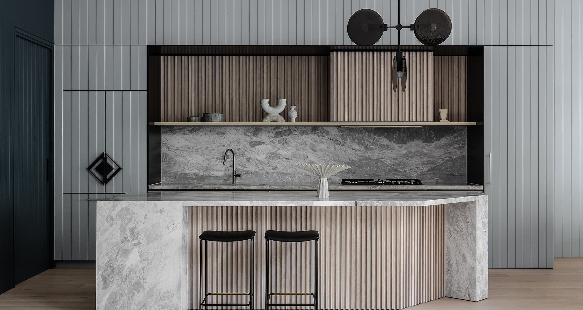 An incredible designer kitchen of Grid House in Victoria by Ari Alexander Design Group