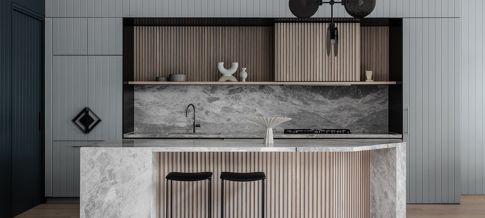 An incredible designer kitchen of Grid House in Victoria by Ari Alexander Design Group