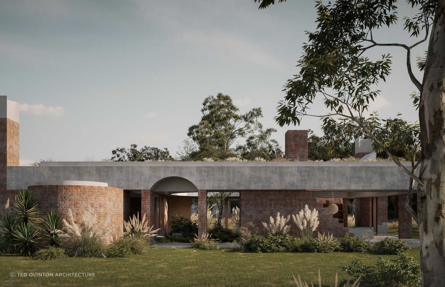 Mediterranean influences of solid forms and open spaces that embrace the natural surroundings.