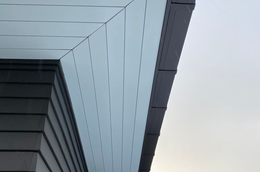 The Ribon Continuous Interlocking Soffit System integrates fascia, soffit, spouting and downpipes into a system of the same materials, all under one warranty.