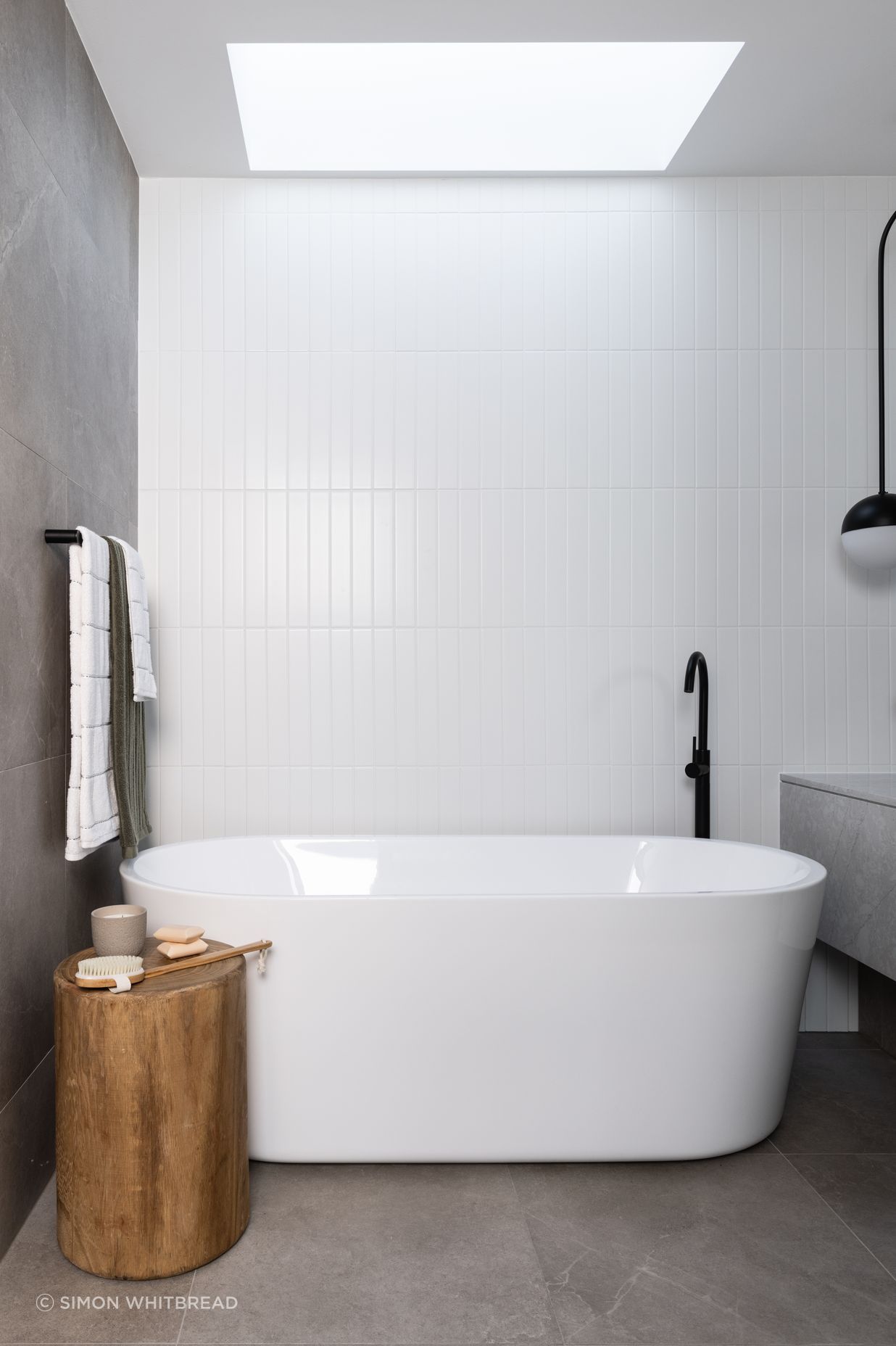Skylights add light while ensuring privacy.
