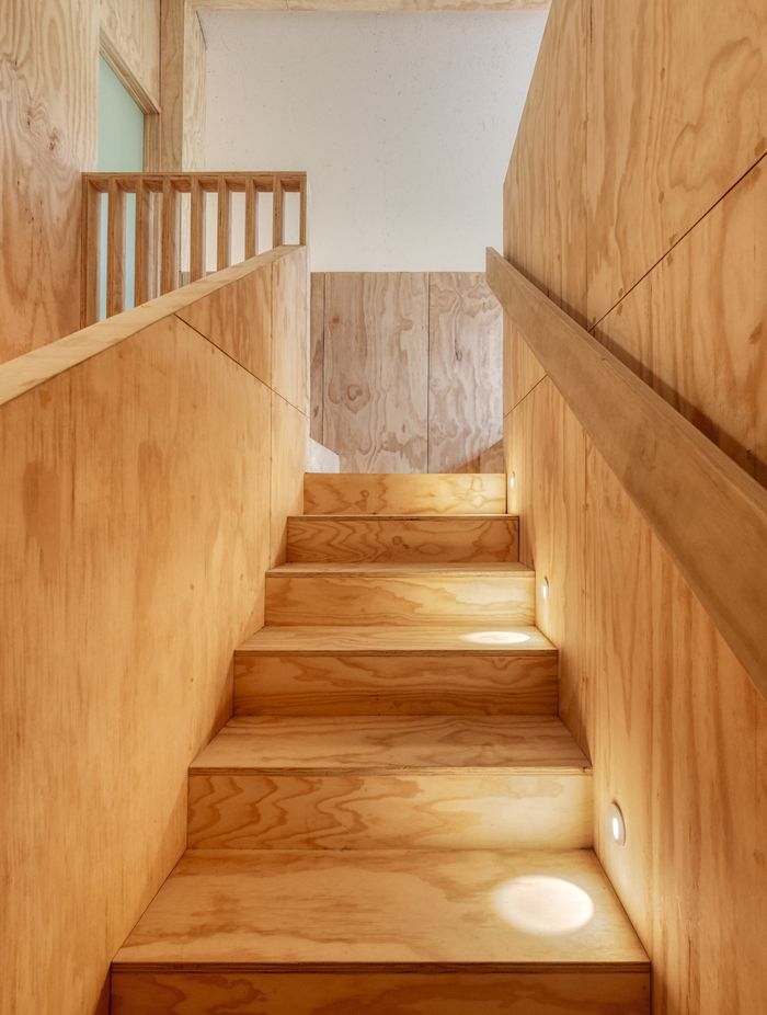 “Our kids had a habit of drawing on the walls,” says Joseph. “So plywood means we can sand it off. If at a later date we get bored of the plywood we can whitewash it or we can line over it.”
