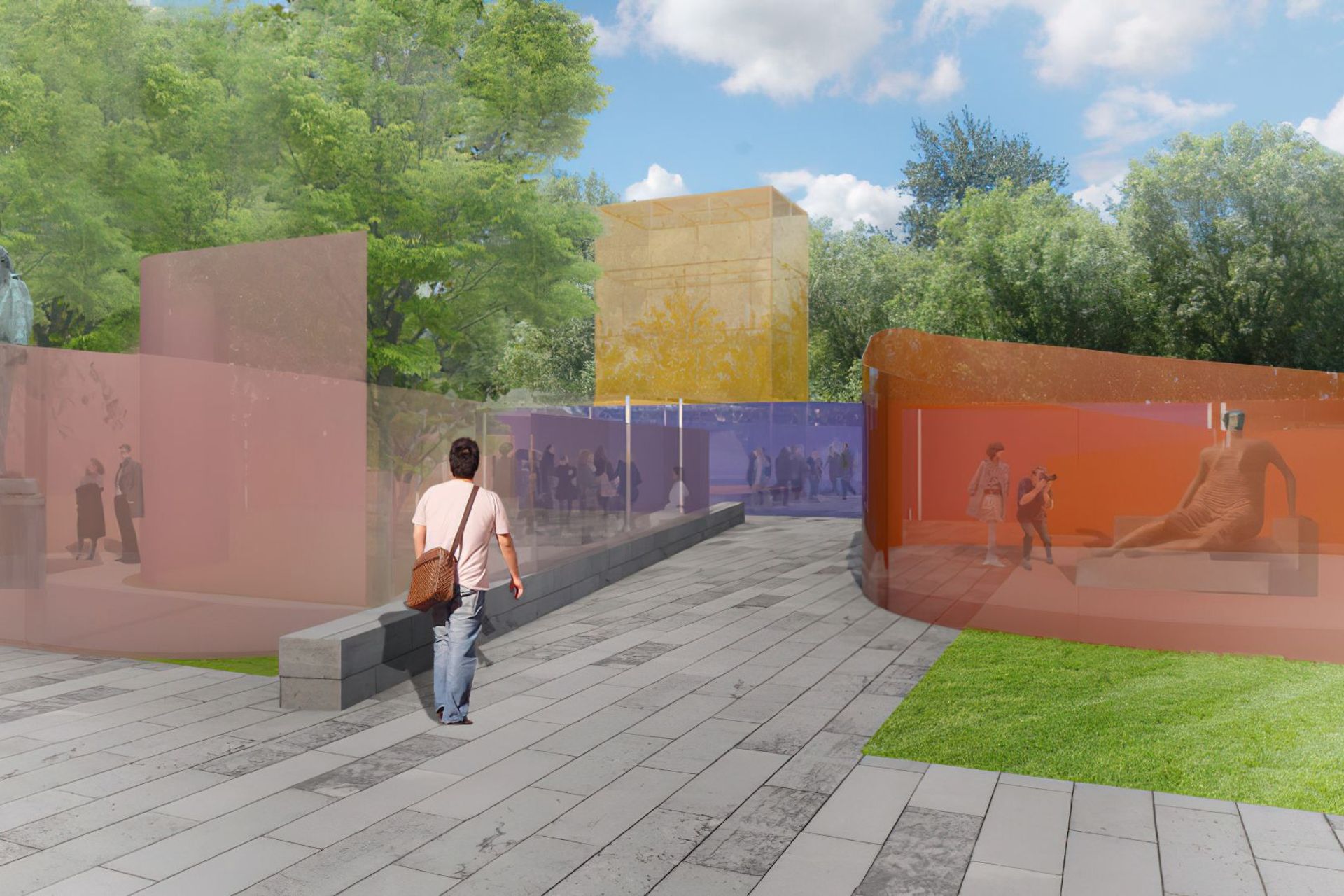 The pathways are created with coloured semi transparent screens.