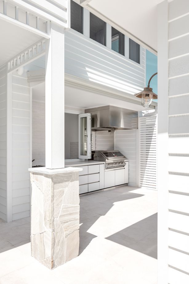 The outdoor kitchen encourages entertaining.