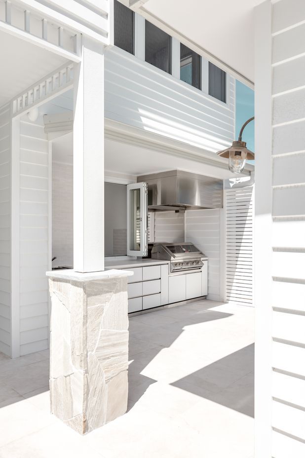 The outdoor kitchen encourages entertaining.