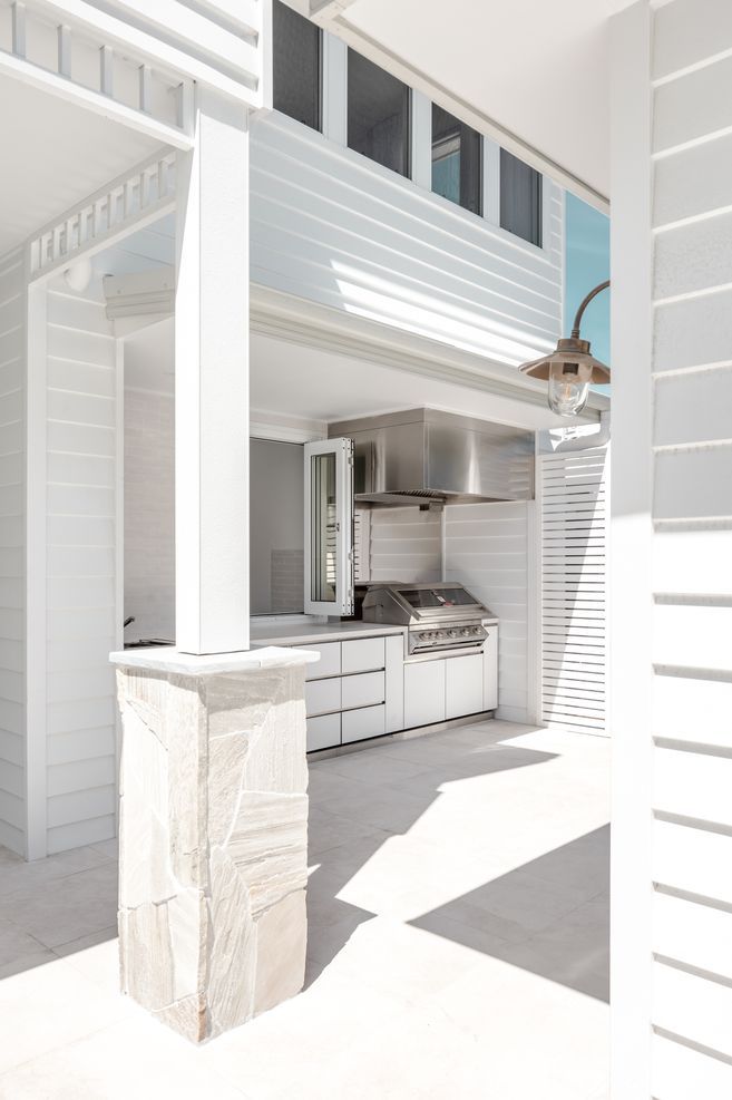The outdoor kitchen encourages entertaining.