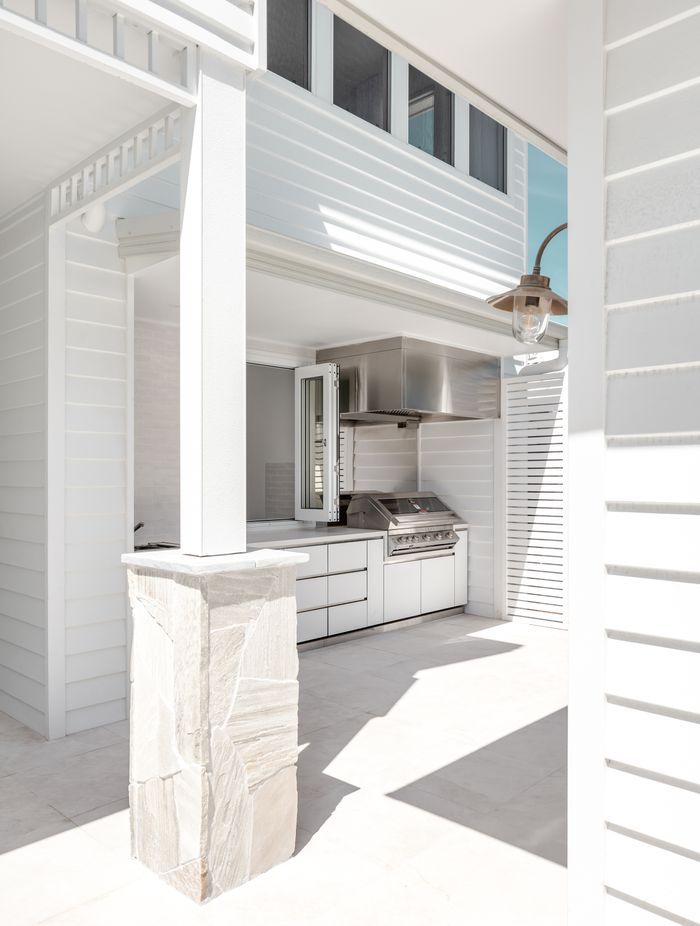 The outdoor kitchen encourages entertaining.