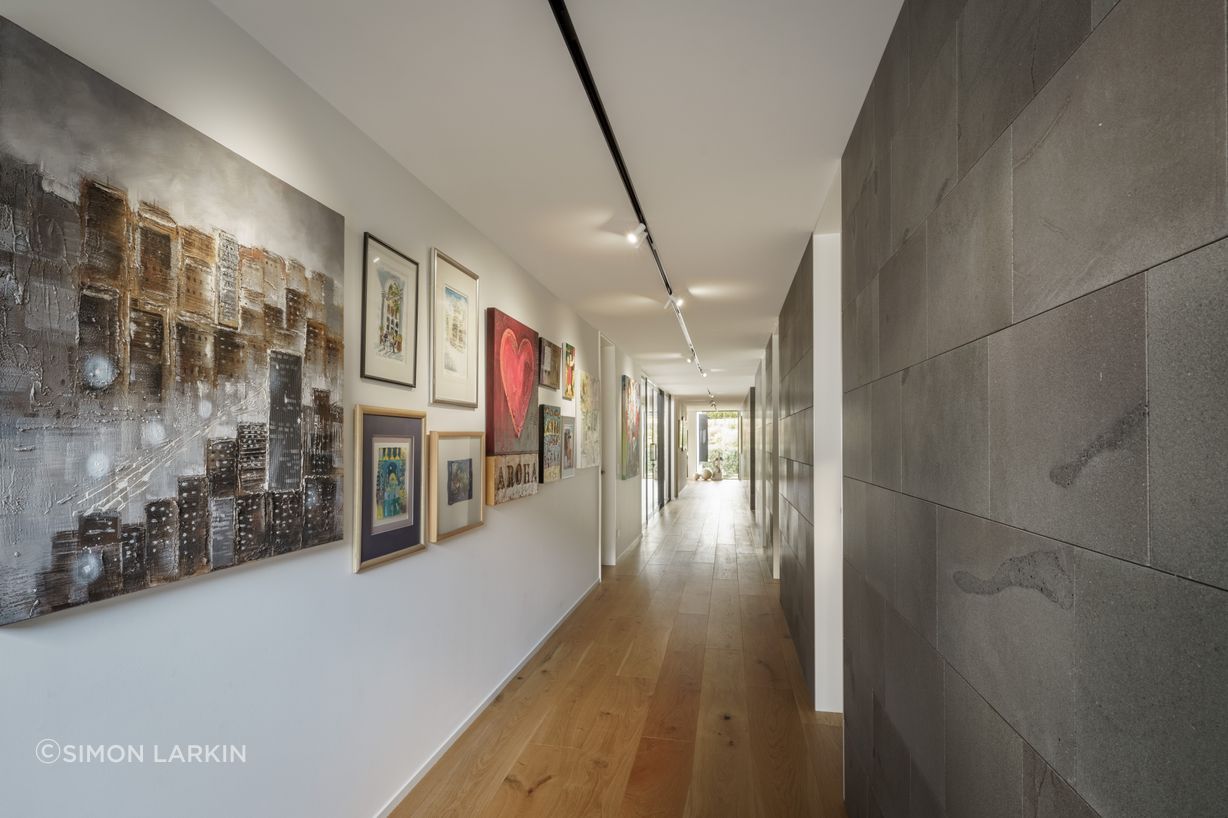 Timaru bluestone covers the expansive hallway