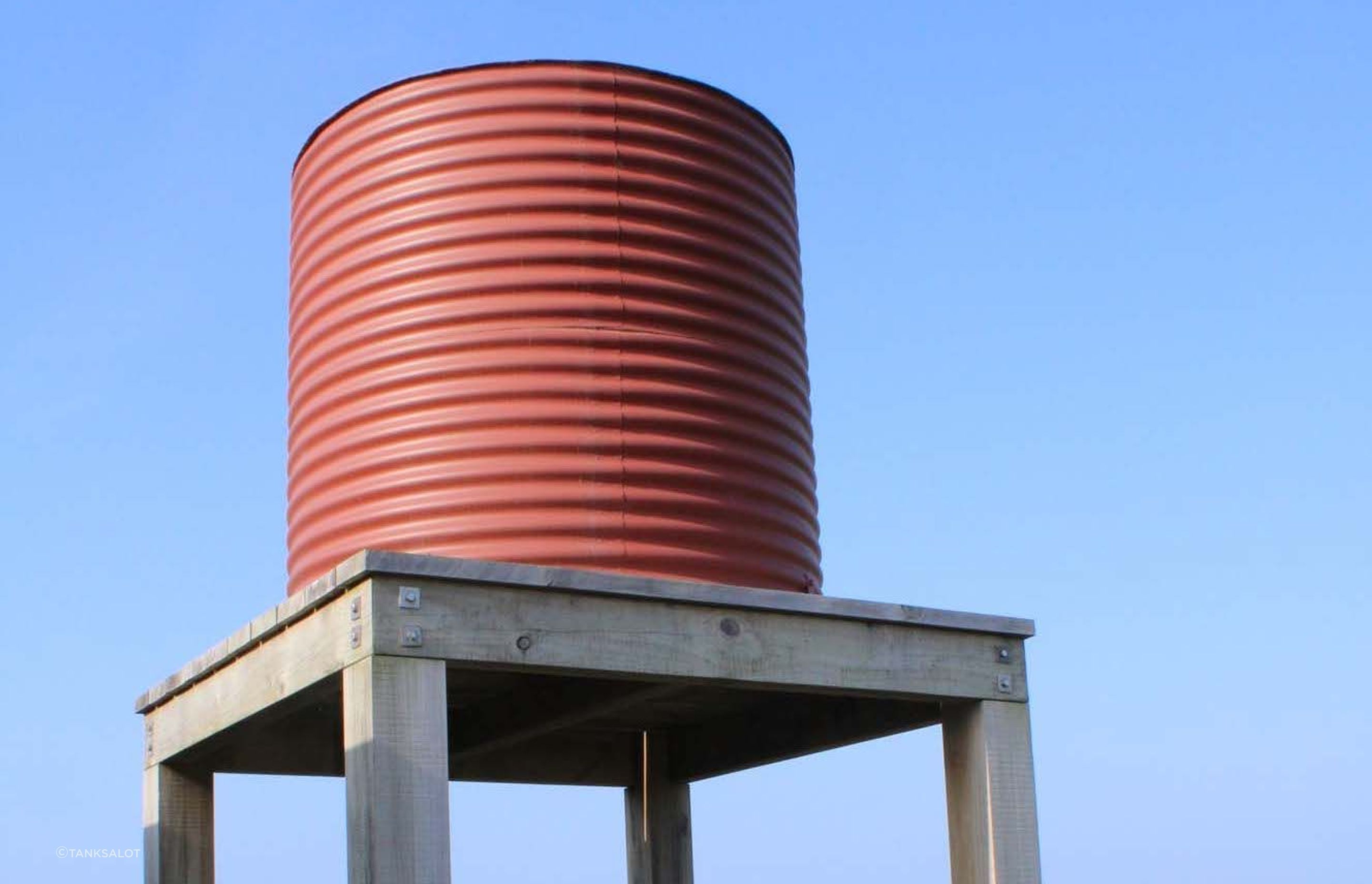 Water tanks, like this stainless steel model from Tanksalot, can provide all the water storage needed off-grid.
