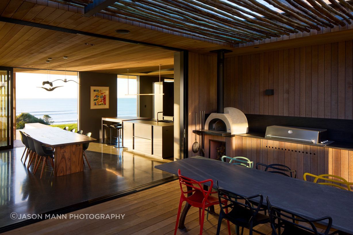 A dedicated outdoor cooking area welcomes guests in the courtyard