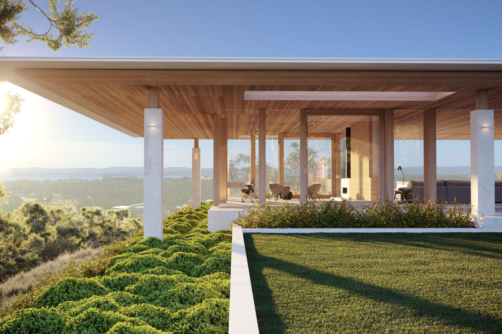 The Nest sits majestically atop the beautiful site.