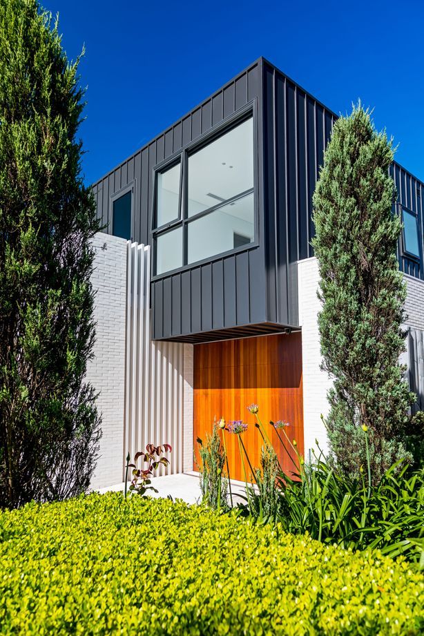 A playful combination of materials highlighting vertical lines