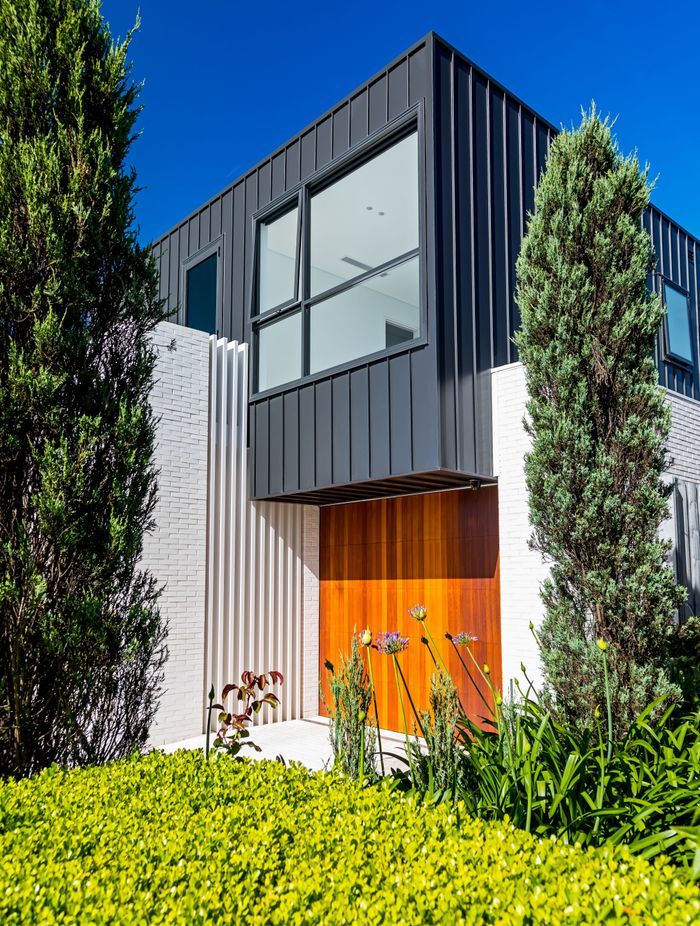 A playful combination of materials highlighting vertical lines