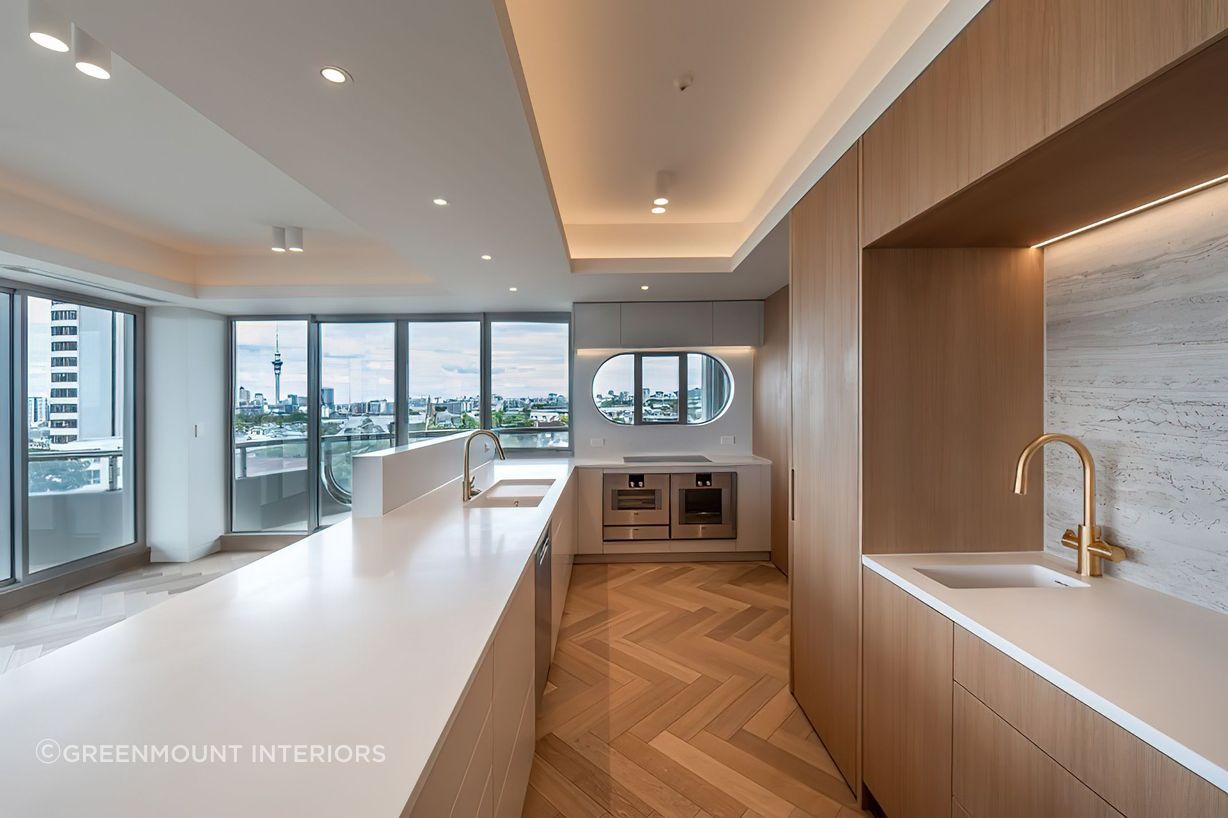 Greenmount Interiors created a four-metre-long Corian benchtop.