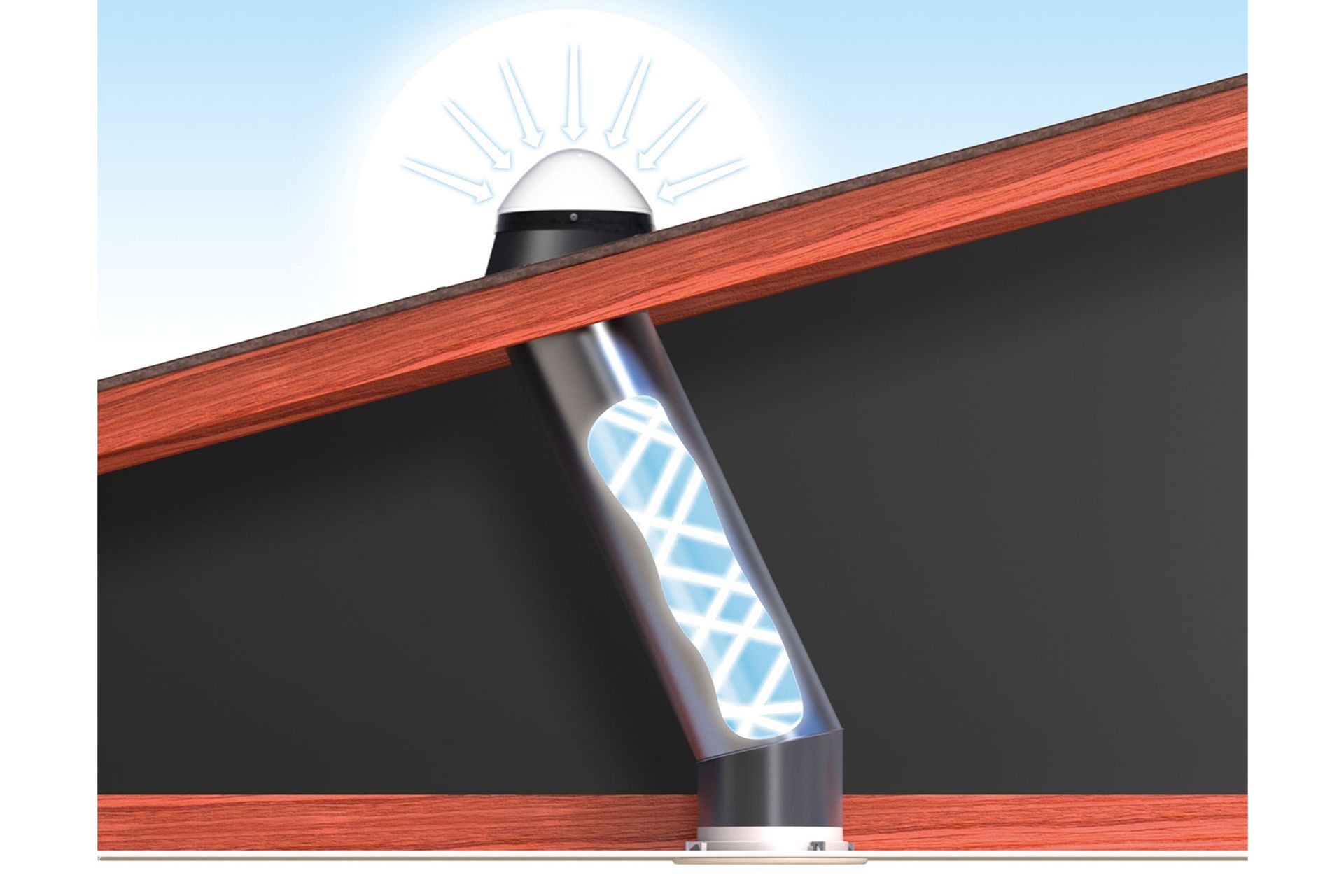 Tubular lights work by bouncing natural light from the sun down a reflective tube - meaning they can be used on any level.