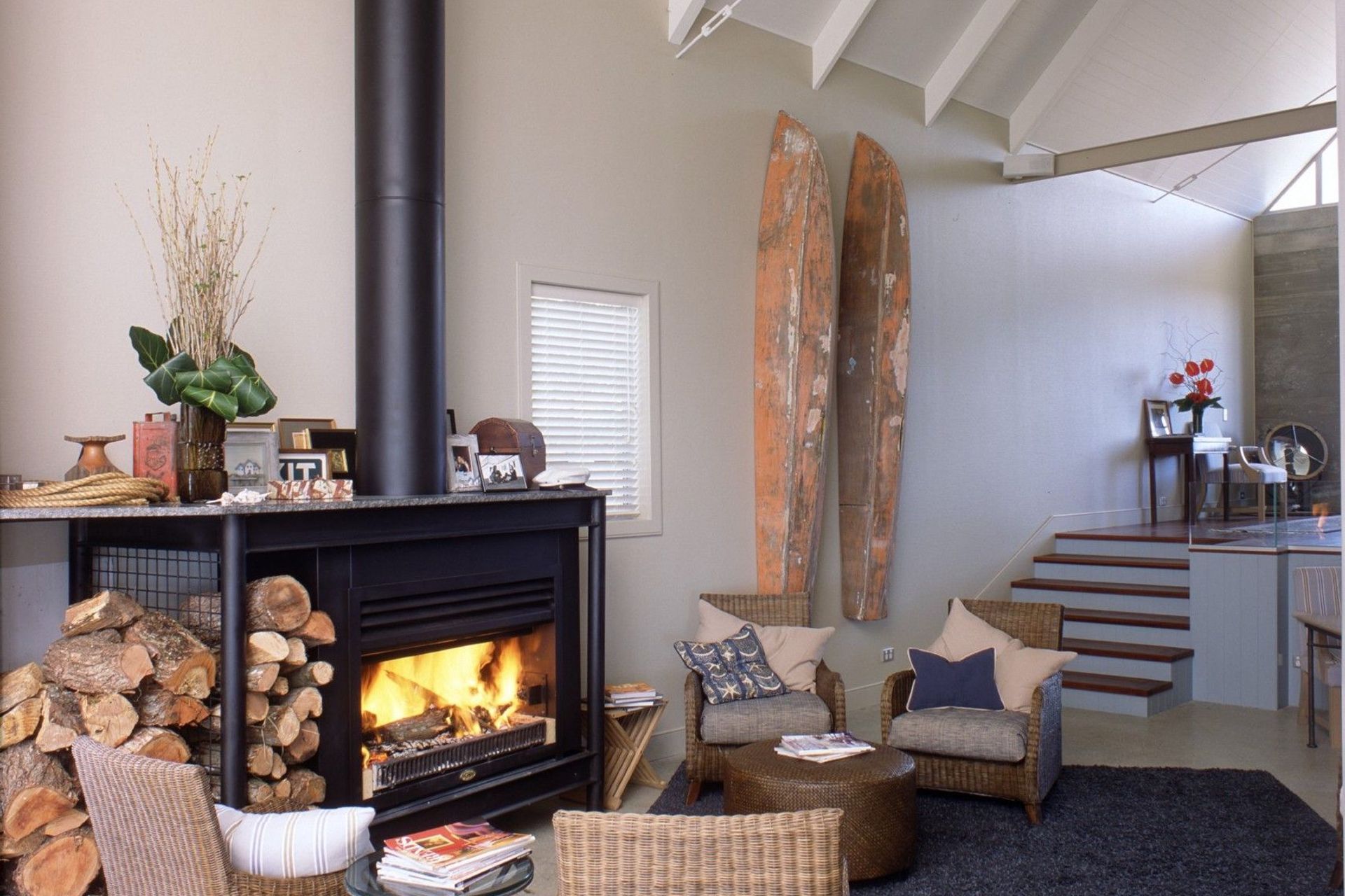 Wood fires, like this one from Warmington Fires, can be an effective and simple way to heat an off-grid home.