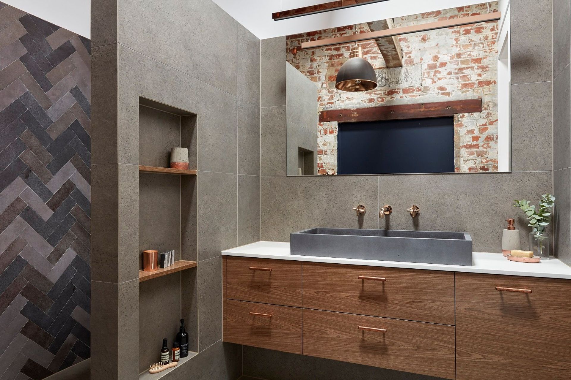 This Port Melbourne Project shows how bathroom shelving can improve design and storage - Photography: Tom Roe Photography