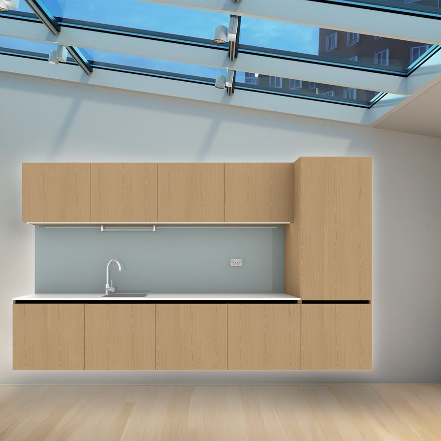 Floating designer kitchenette redefines space