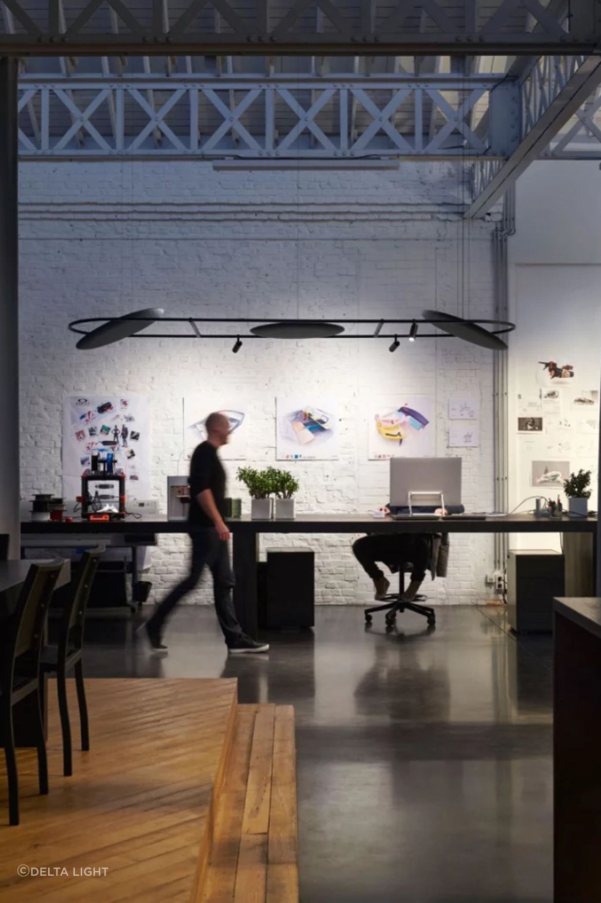 Creax utilised Delta Light's Soliscape for their loft-style offices.