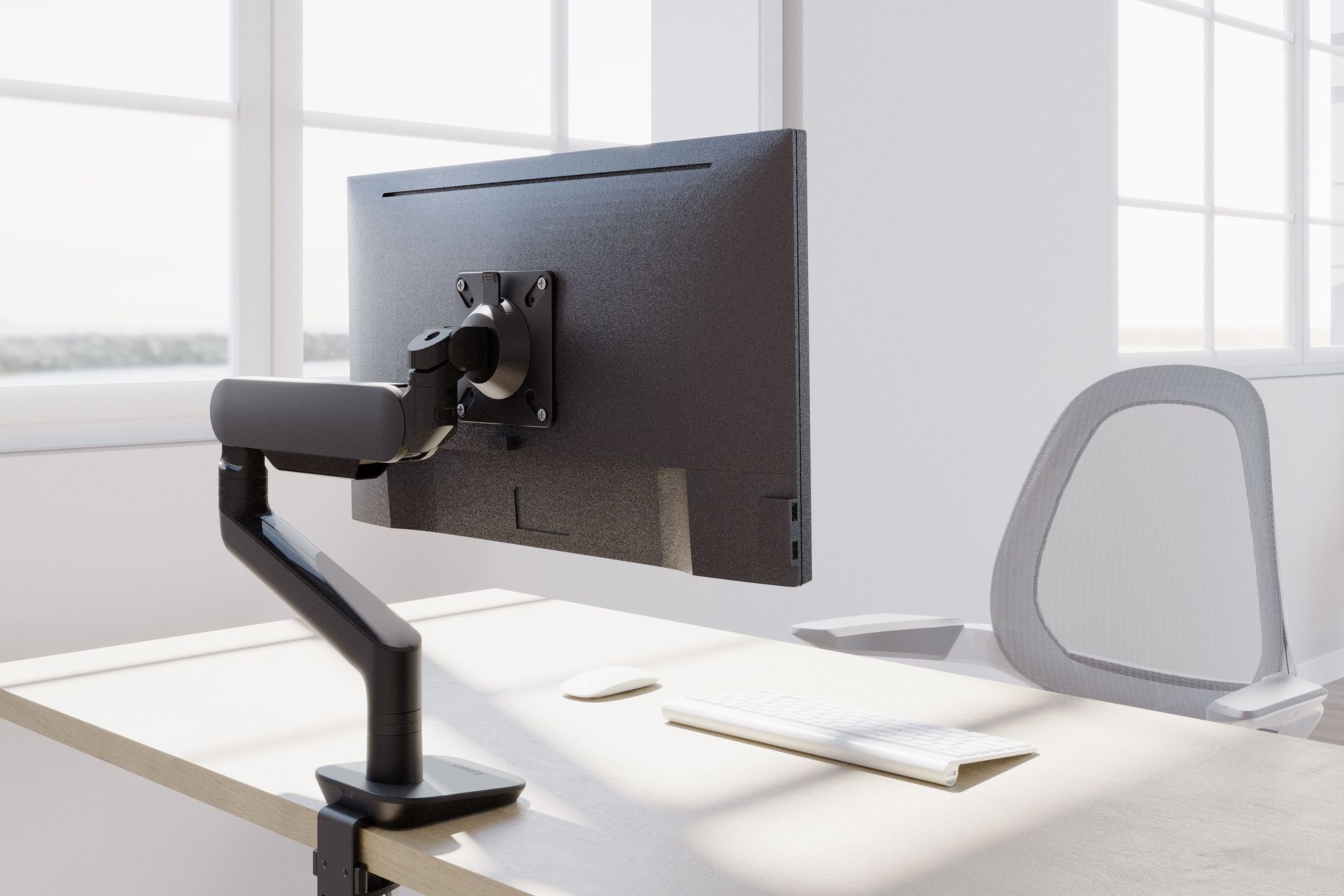 Fellowes' rising monitor arms combine sophisticated design with finger-touch dynamic height adjustment.