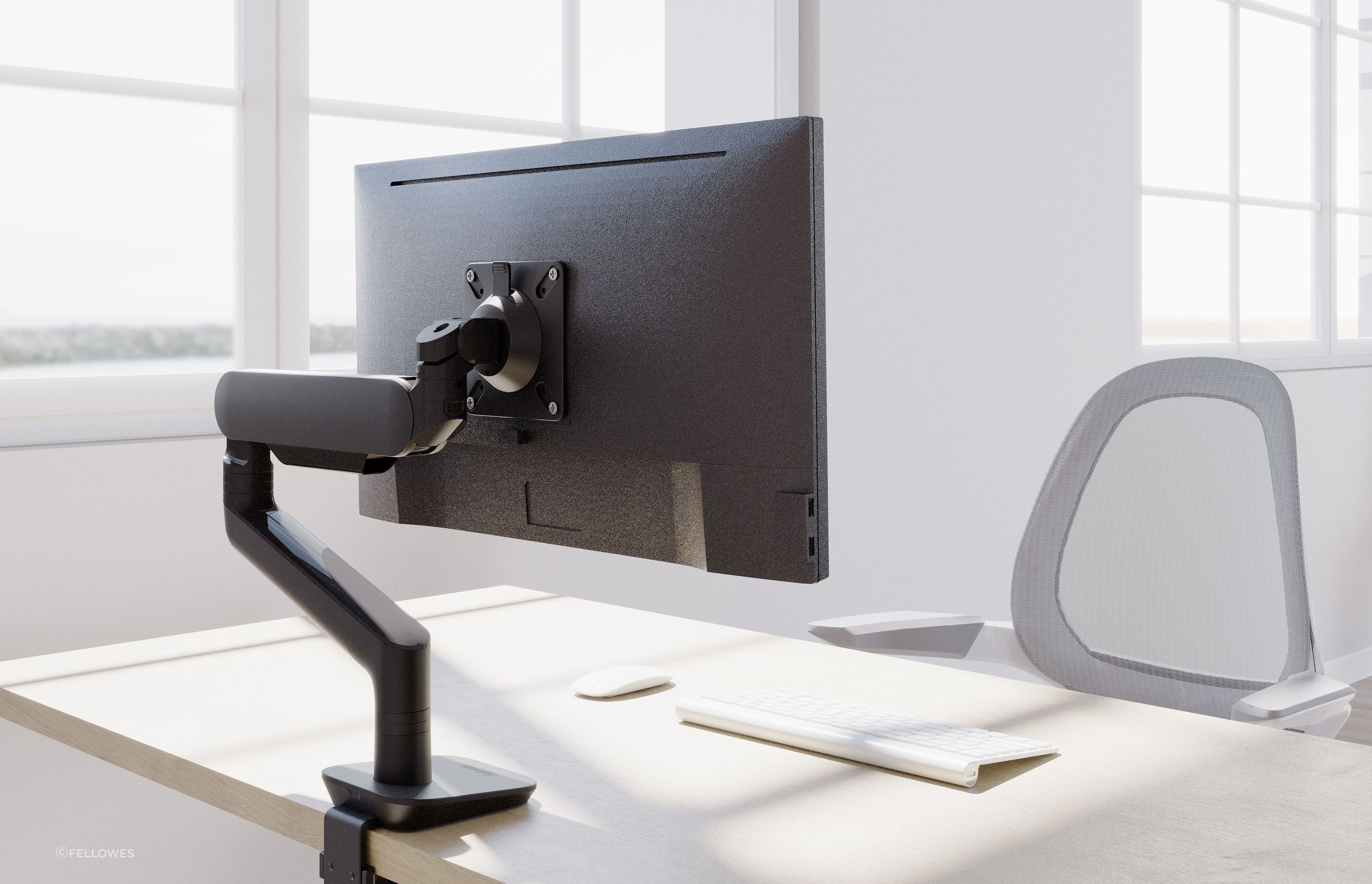 Fellowes' rising monitor arms combine sophisticated design with finger-touch dynamic height adjustment.