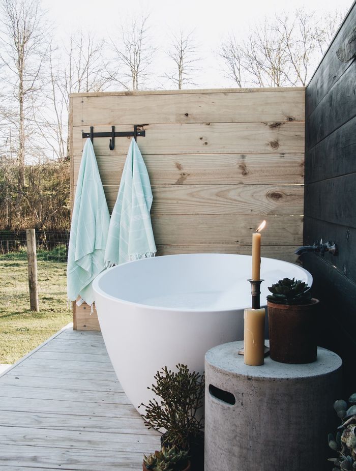 Outdoor baths are becoming popular in new builds.