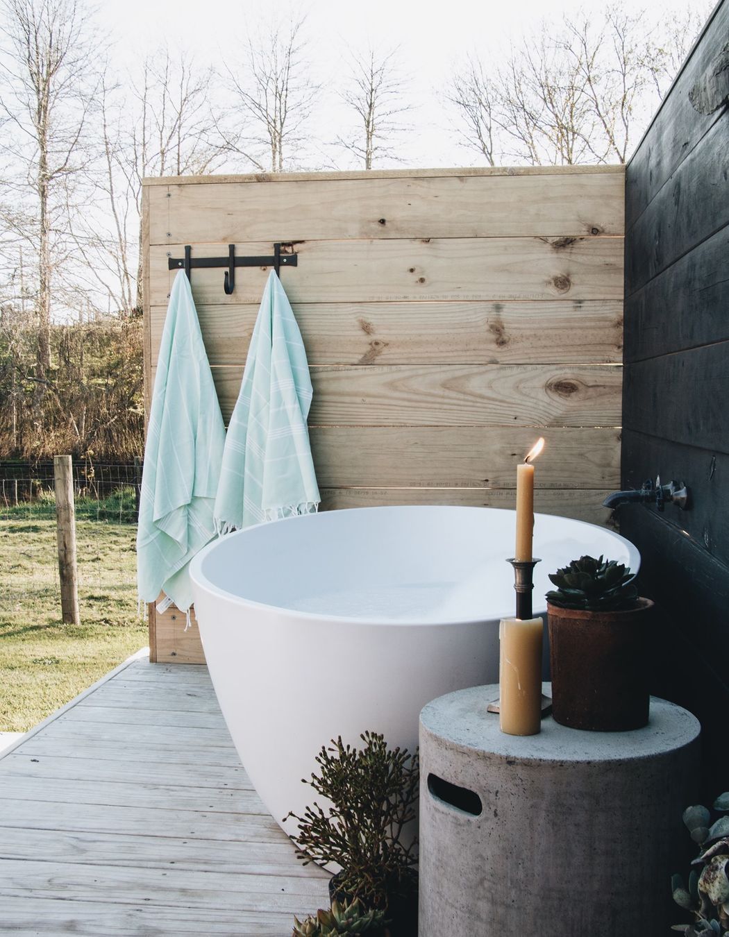 Outdoor baths are becoming popular in new builds.