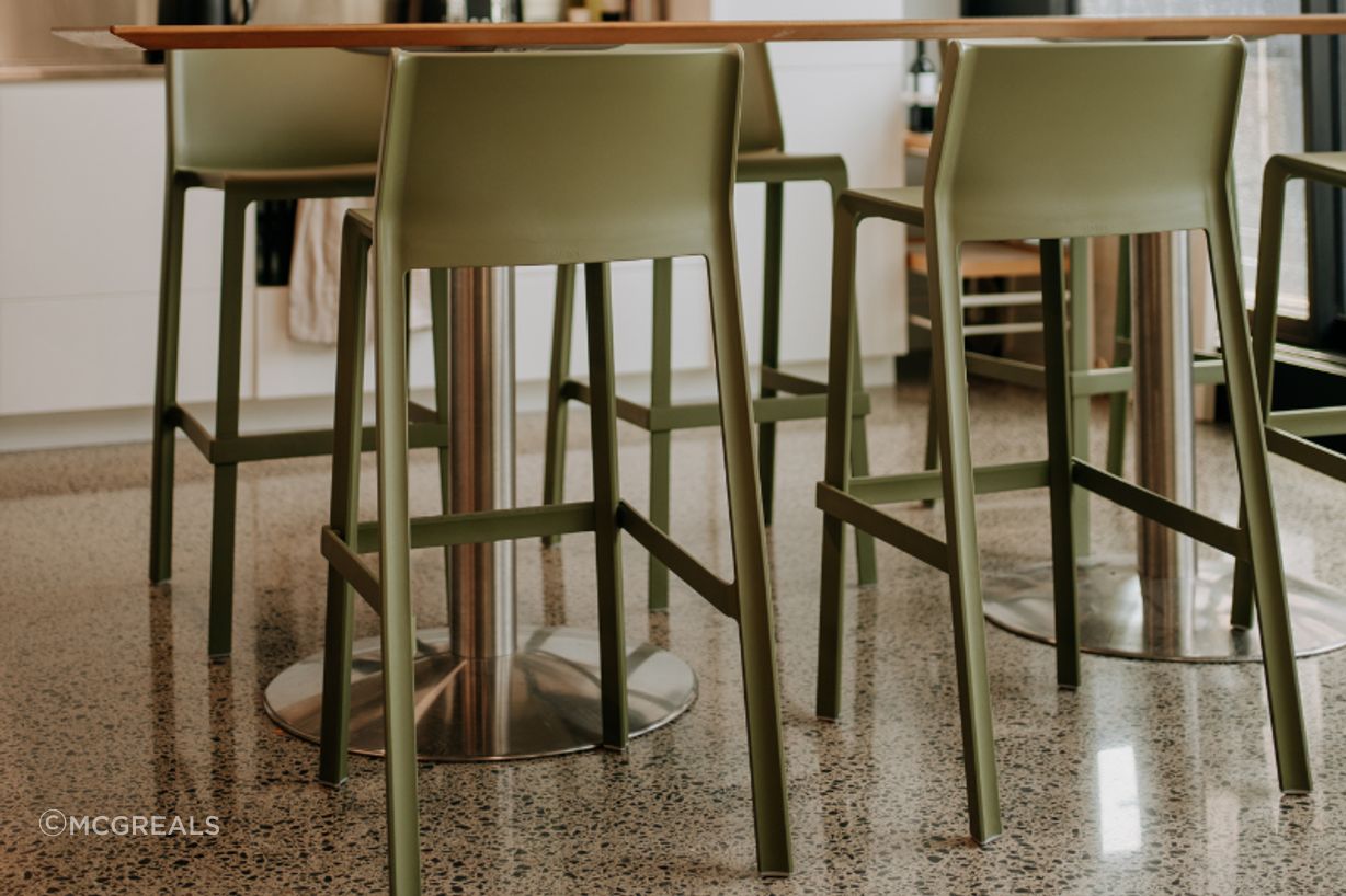 Trill barstools in a captivating olive hue.