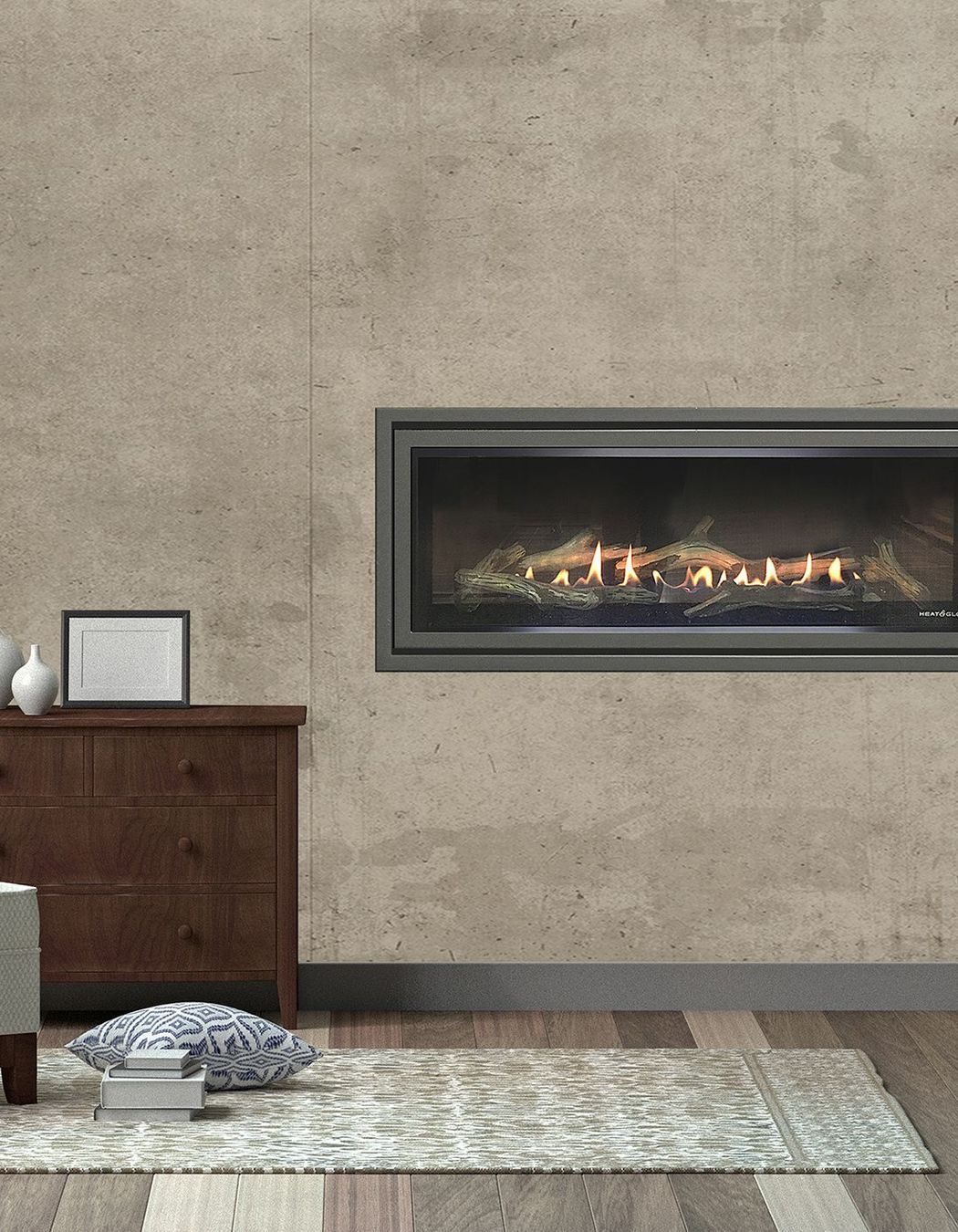 This linear gas fireplace by Horizon Fires offers warmth, ambience and a chic contemporary feel.