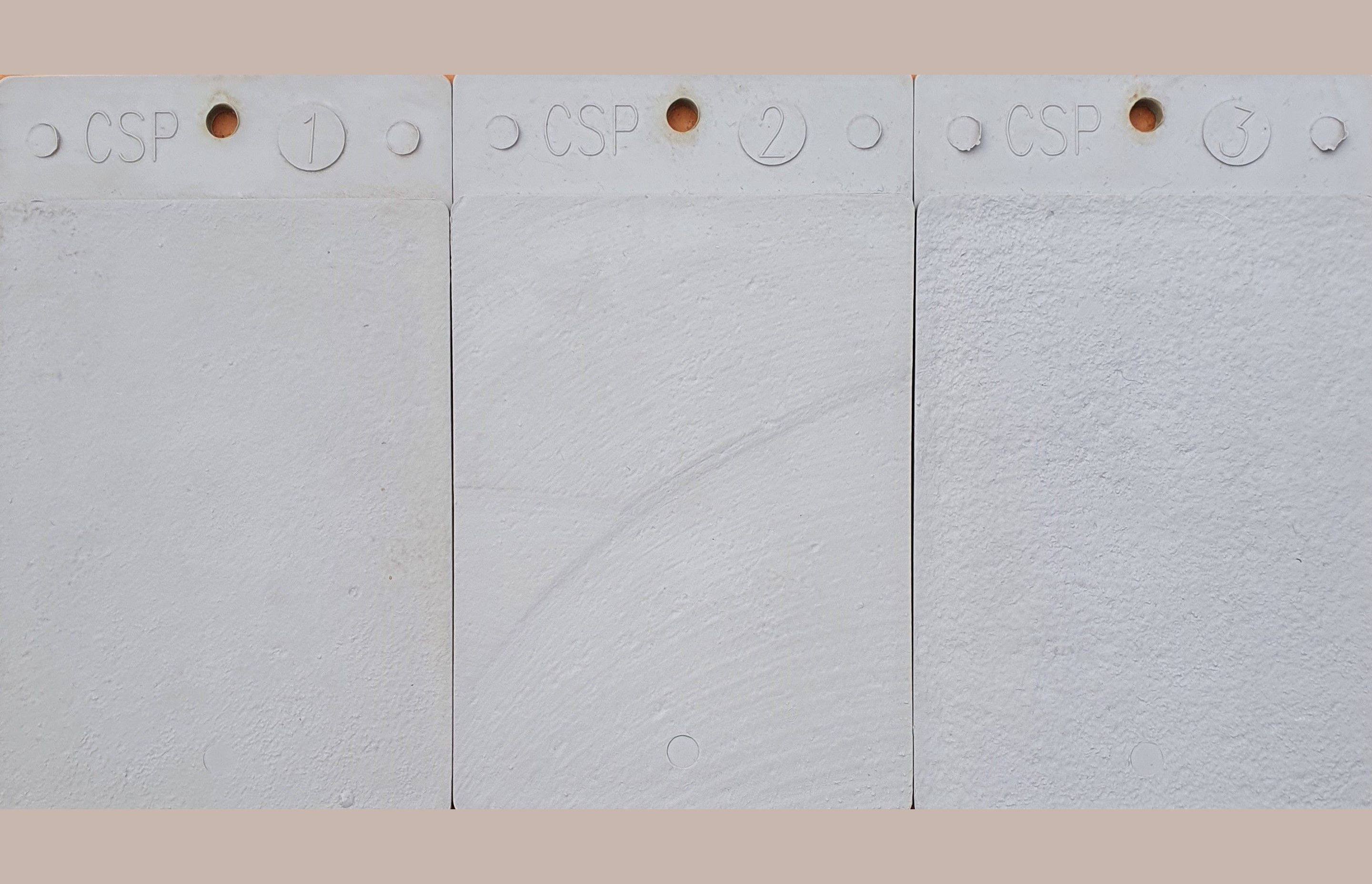 These three samples show the different levels of texture on CSP1, CSP2, and CSP3 level substrates.