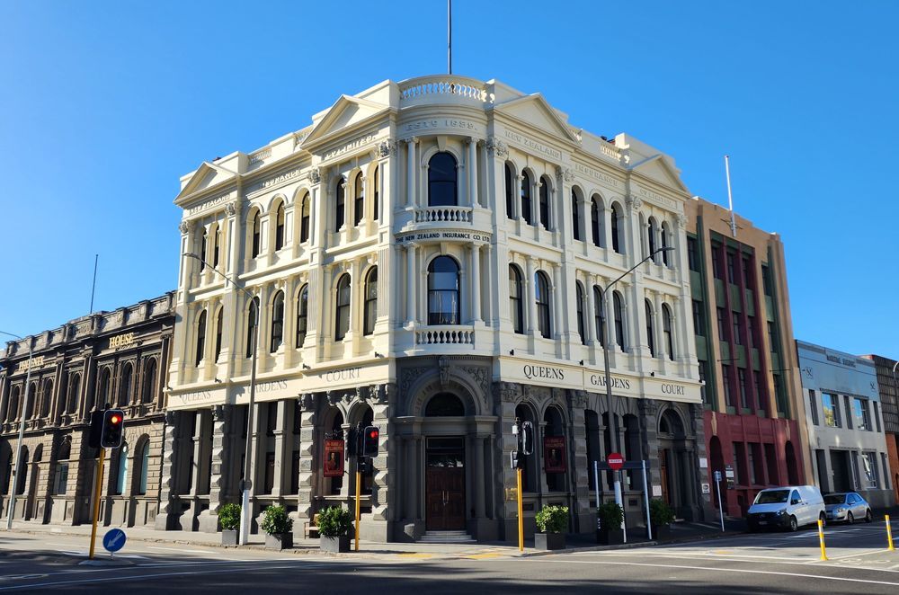 Stone Paint 'Fine' and 'Coarse' were used to restore Queens Garden Court in Dunedin.