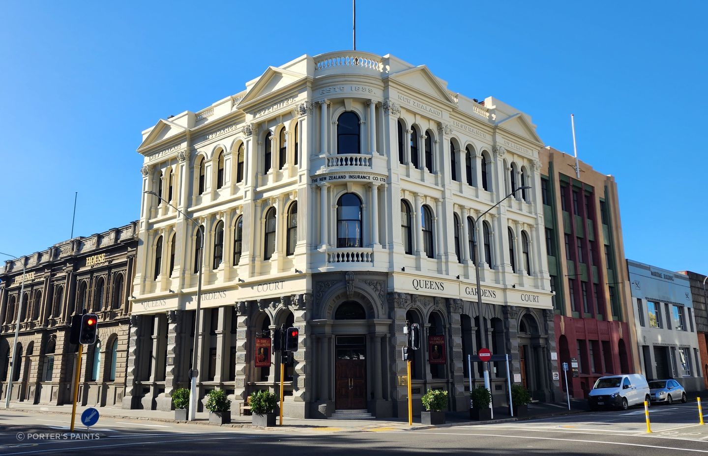 Stone Paint 'Fine' and 'Coarse' were used to restore Queens Garden Court in Dunedin.