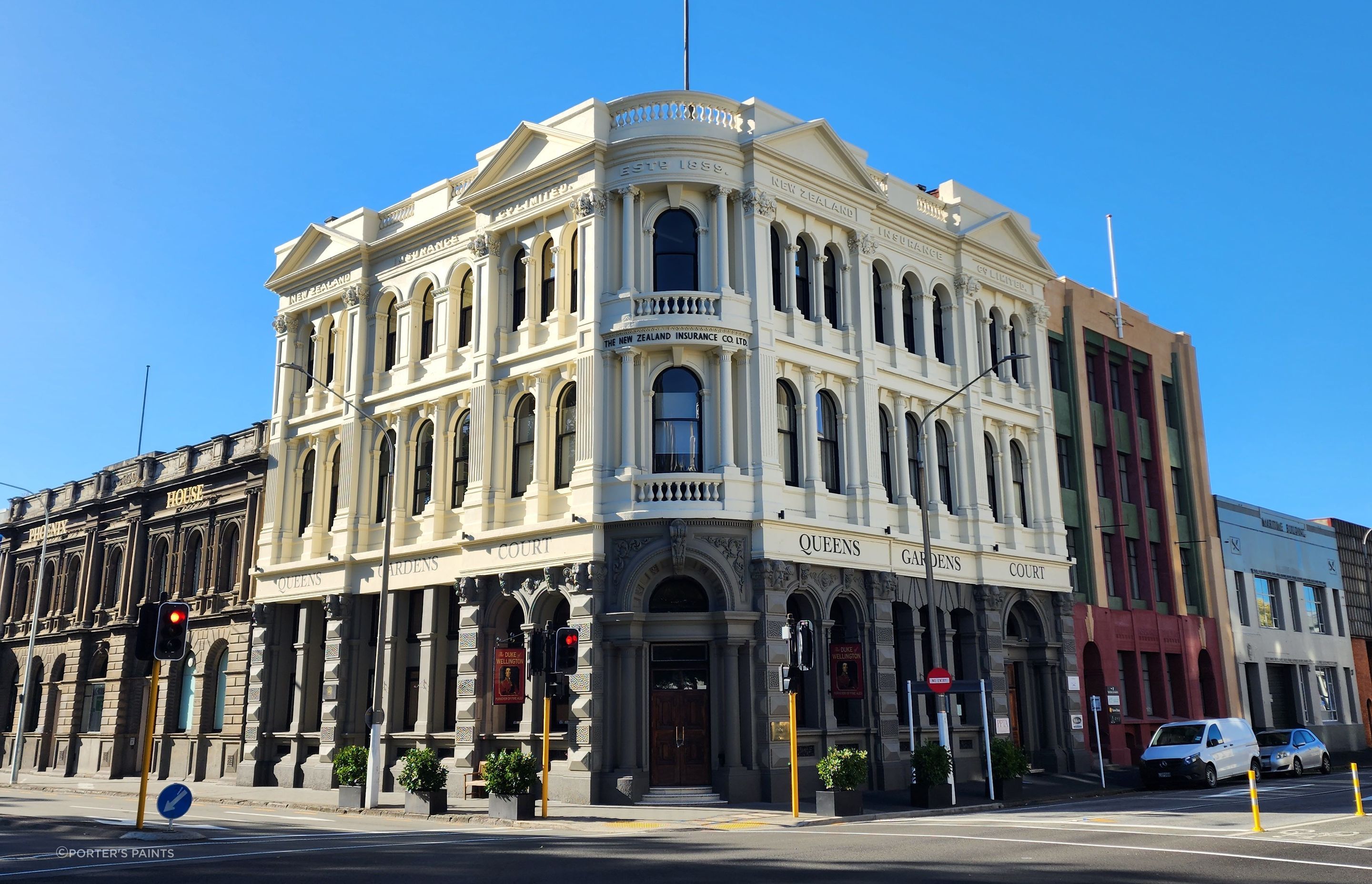 Stone Paint 'Fine' and 'Coarse' were used to restore Queens Garden Court in Dunedin.