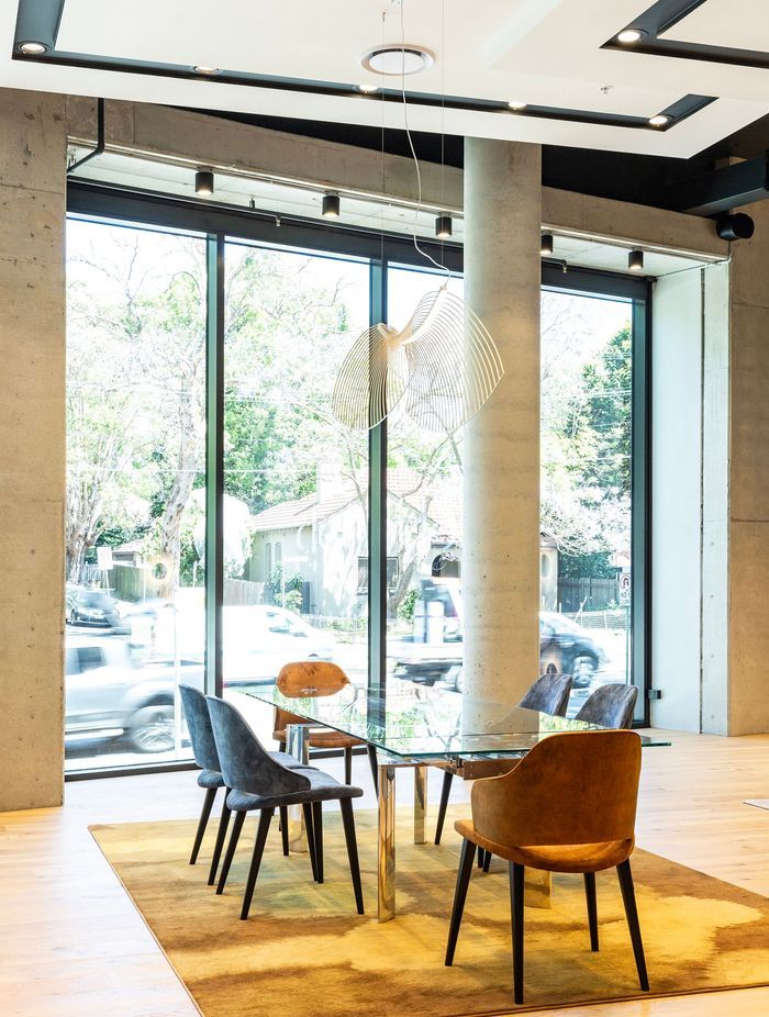 The showroom creates an exclusive backdrop to showcase its iconic pieces.