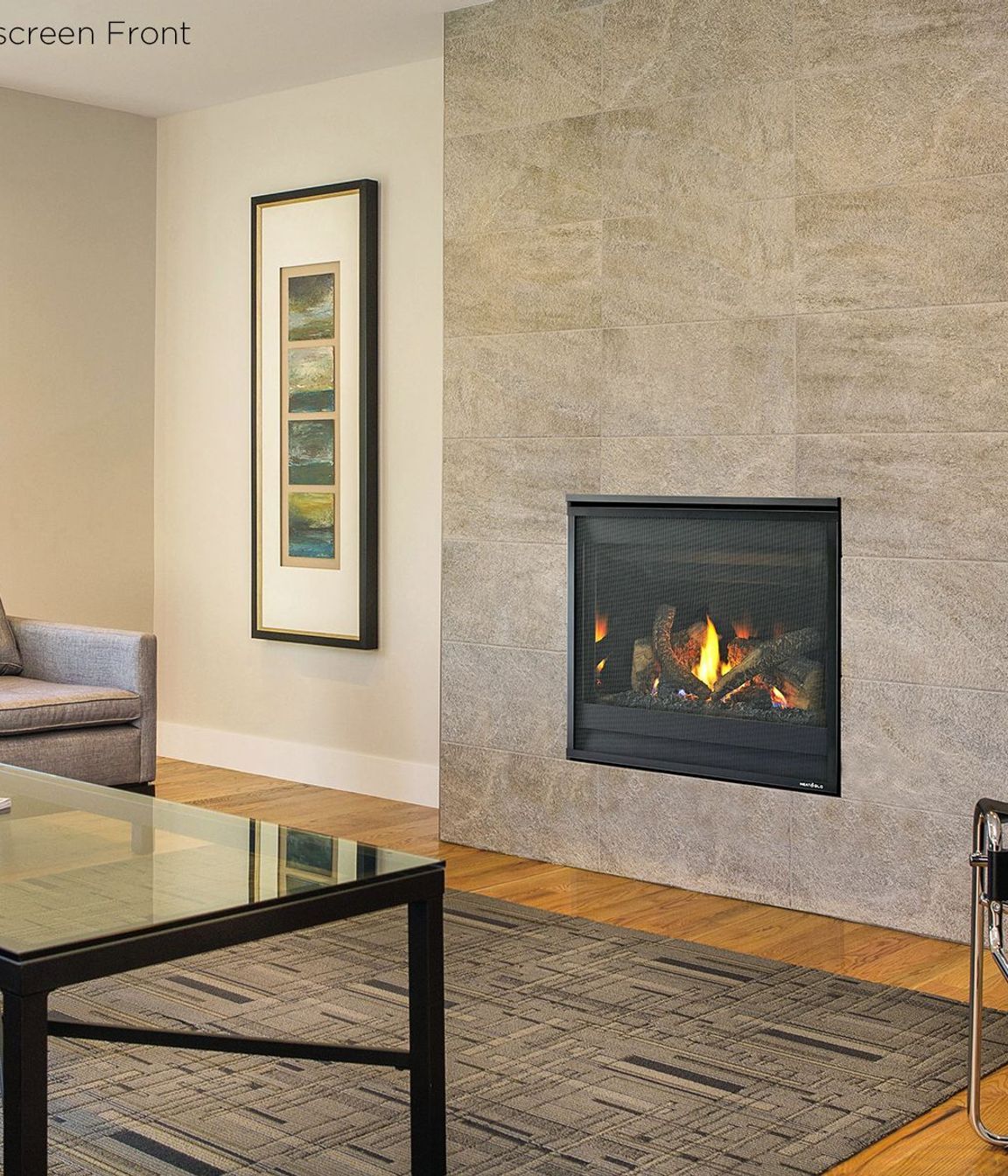A multifunction remote provides temperature, flame height and start time control.