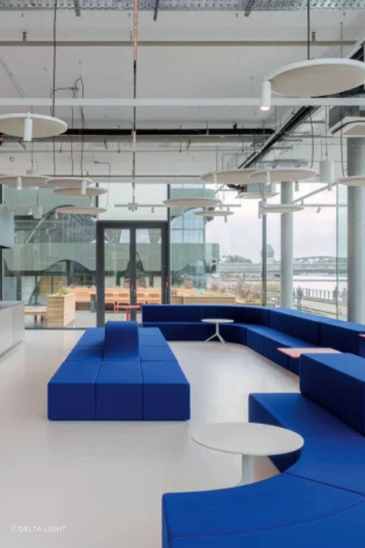 The headquarters of a non-dairy cheese manufacturer, Formo, features the Delta Light Soliscape 52 in their communal areas.