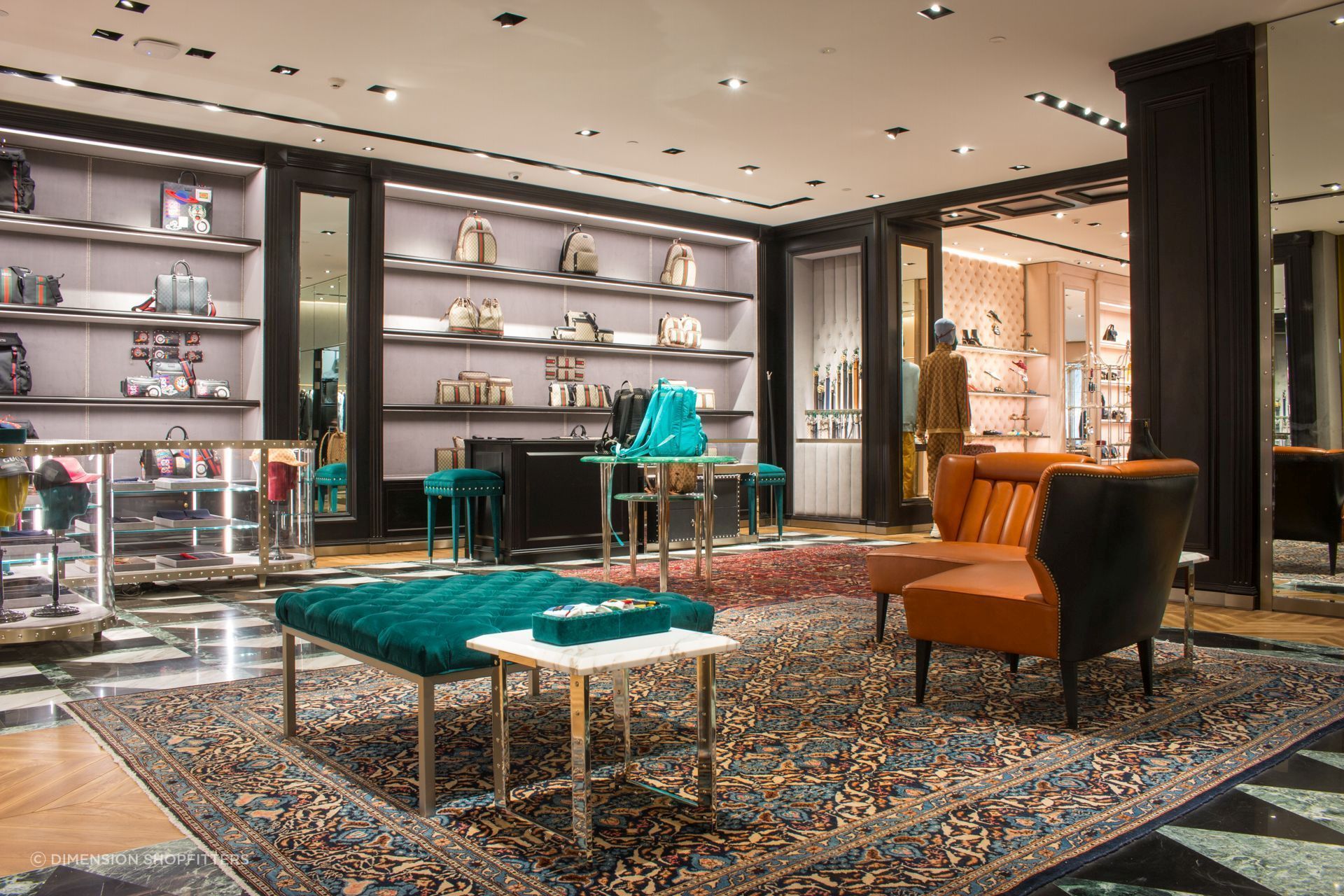 Dimension imports the international brand’s items, often made of expensive materials such as glass, polished brass or mosaic tiles.